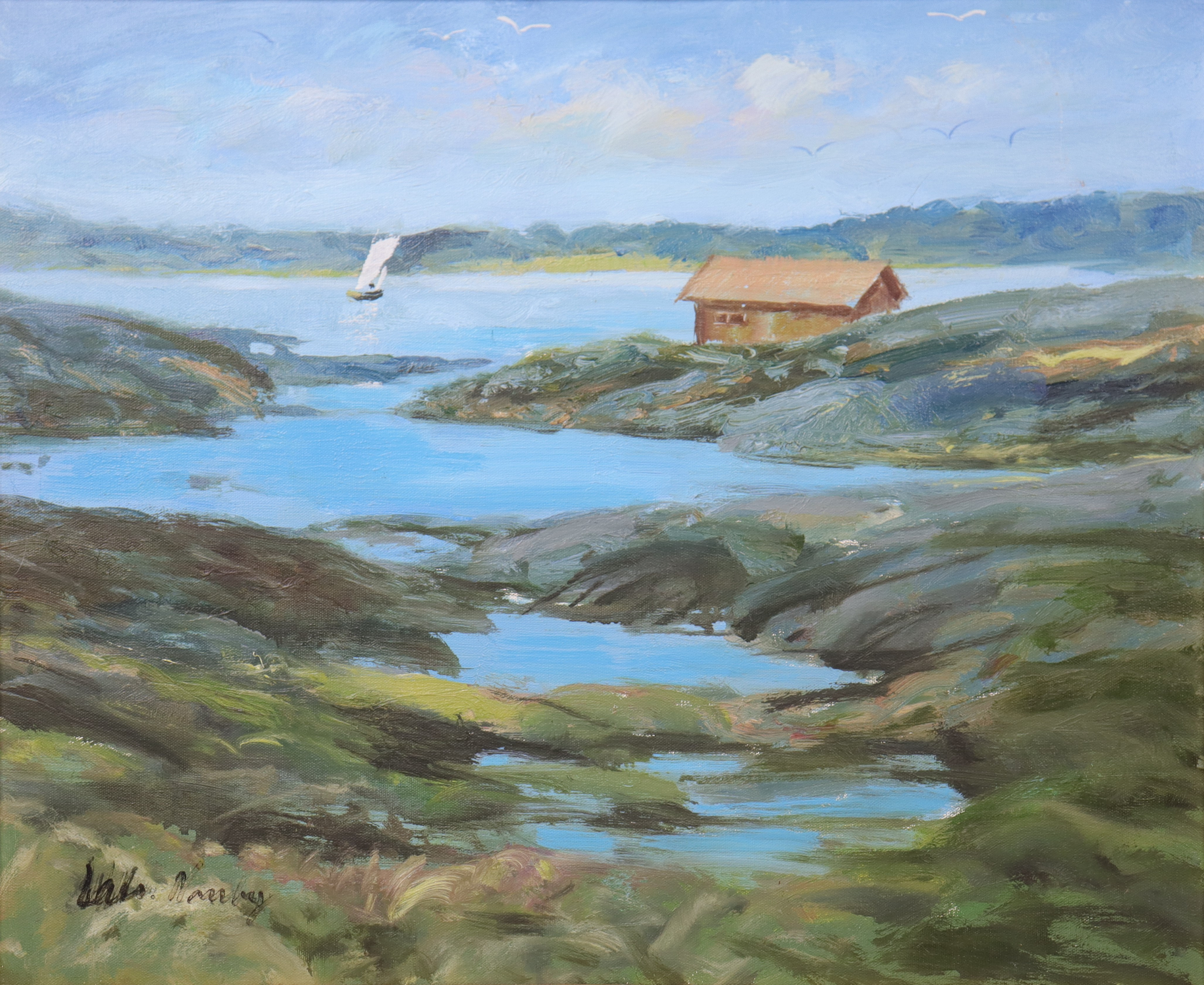 LARS NORRBY. olja på duk, kustlandskap.