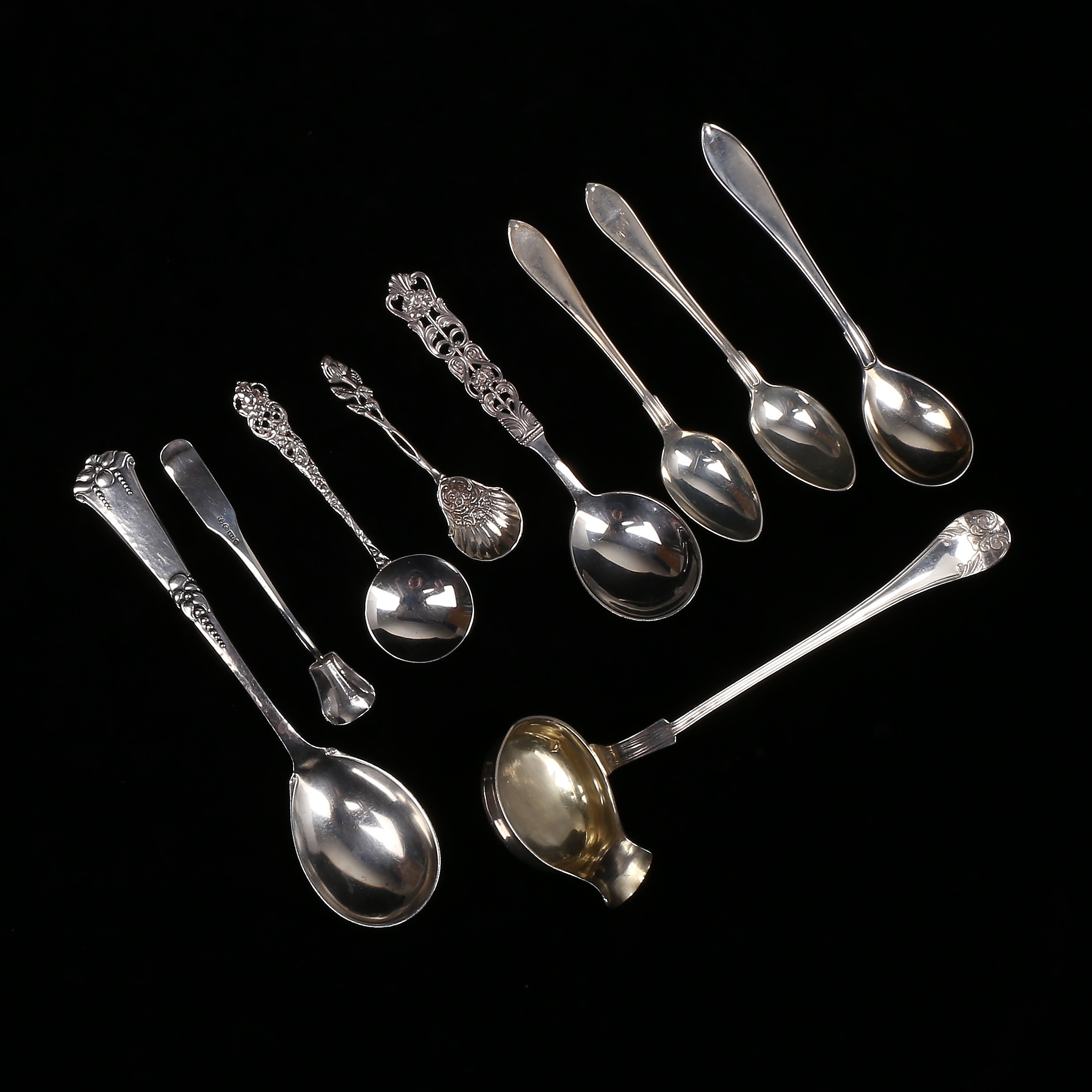 SKEDAR, olika modeller, 9 st, silver, vikt 200 gram.
