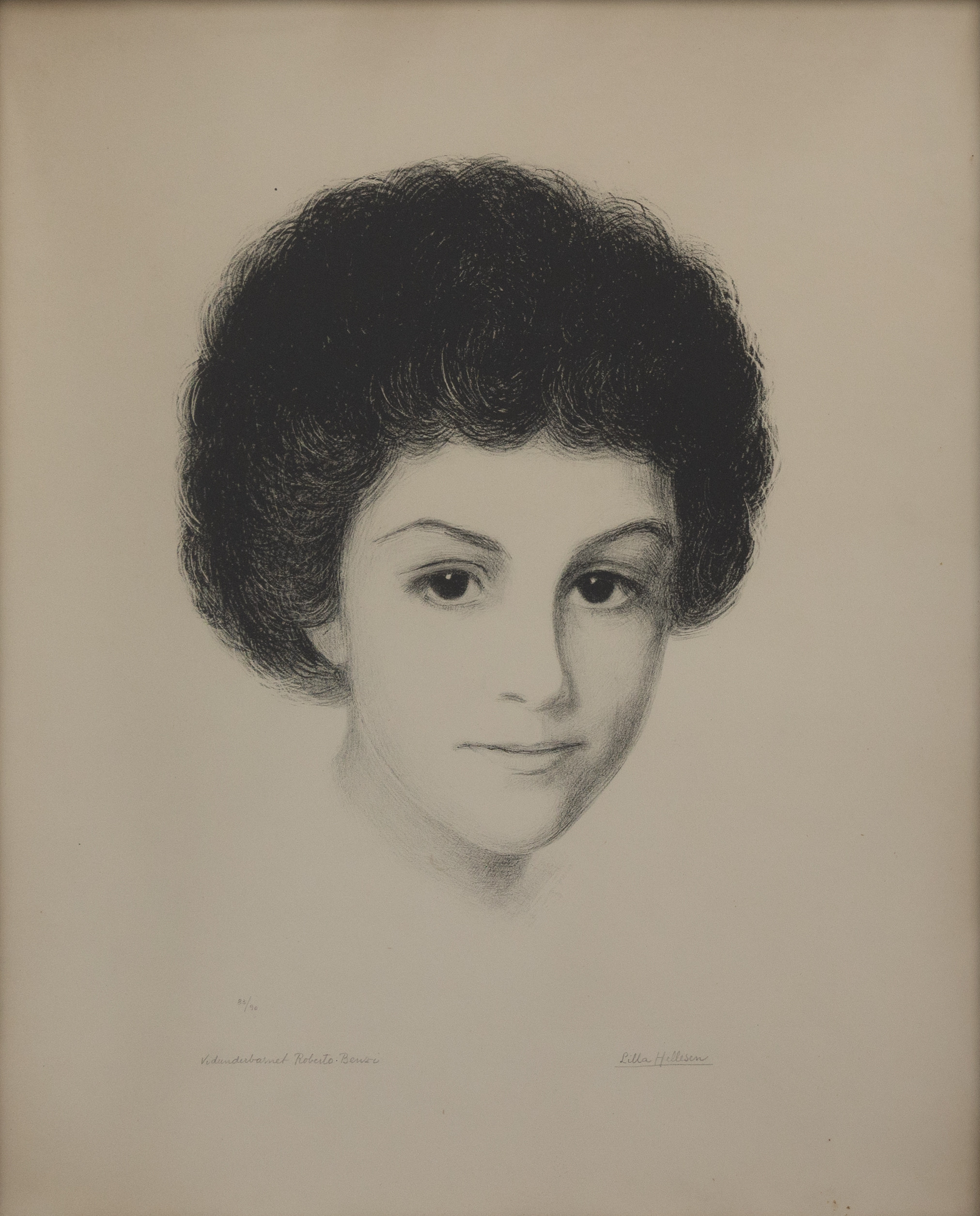 LILLA HELLESEN (NORGE 1902-1963). "Vidunderbarnet Roberto Benzi", litografi, signerad och numrerad 83/90.
