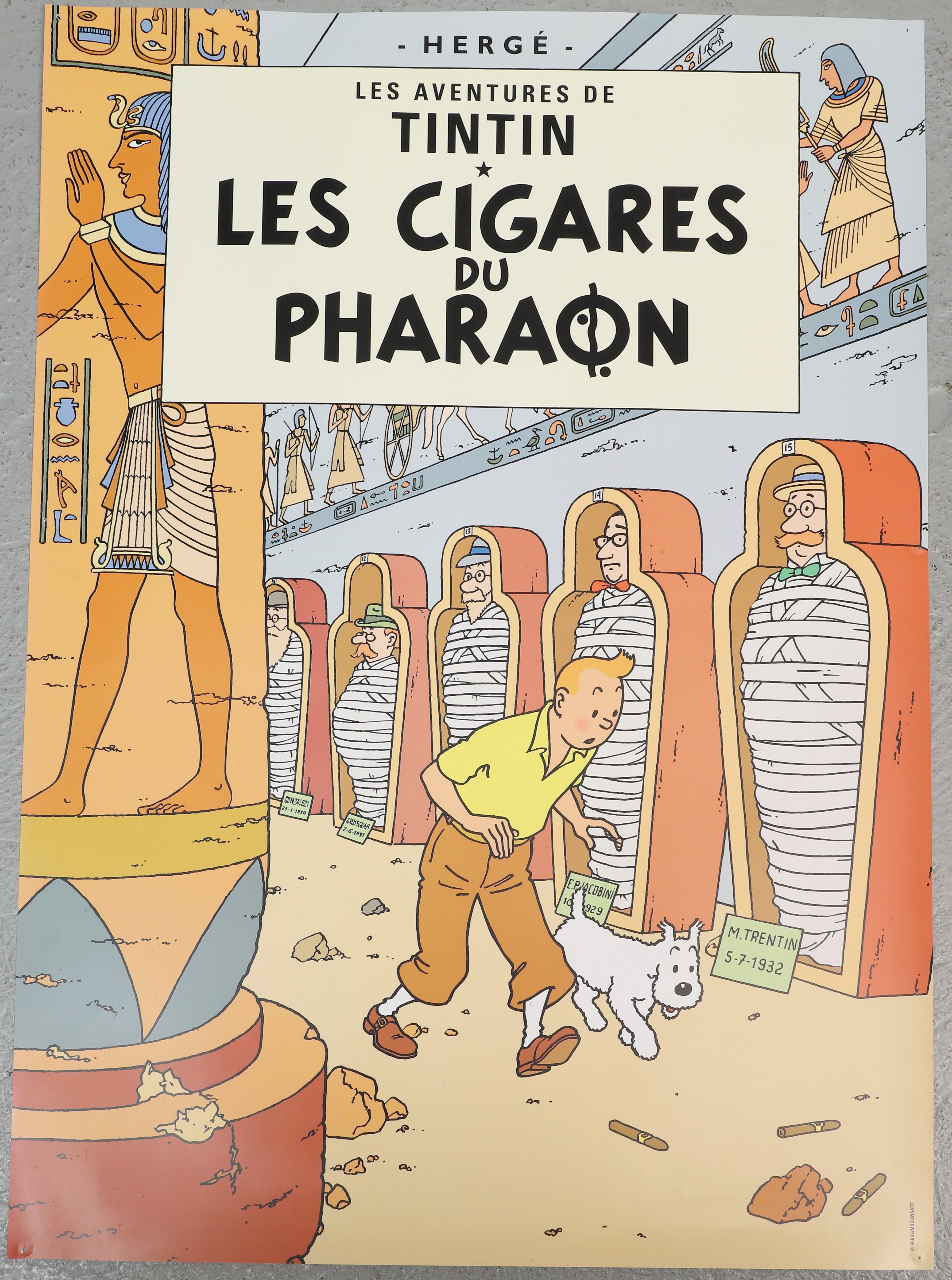 AFFISCH, offsettryck, "Les cigares du Pharaon", Hergé, Moulinsart.