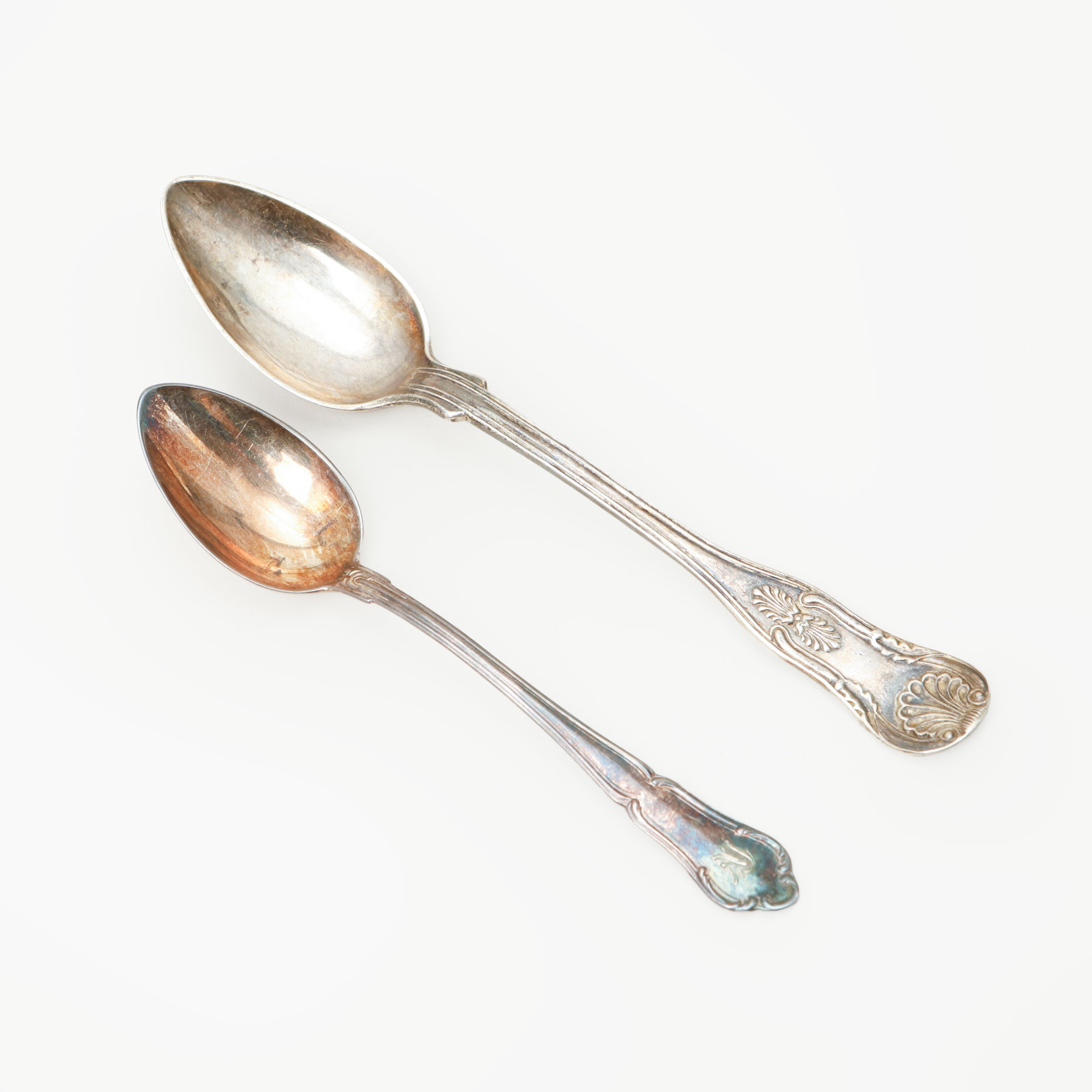 KAFFE- OCH TESKEDAR, 6 + 6 st, silver, 1800-tal. Vikt ca 213 gram.