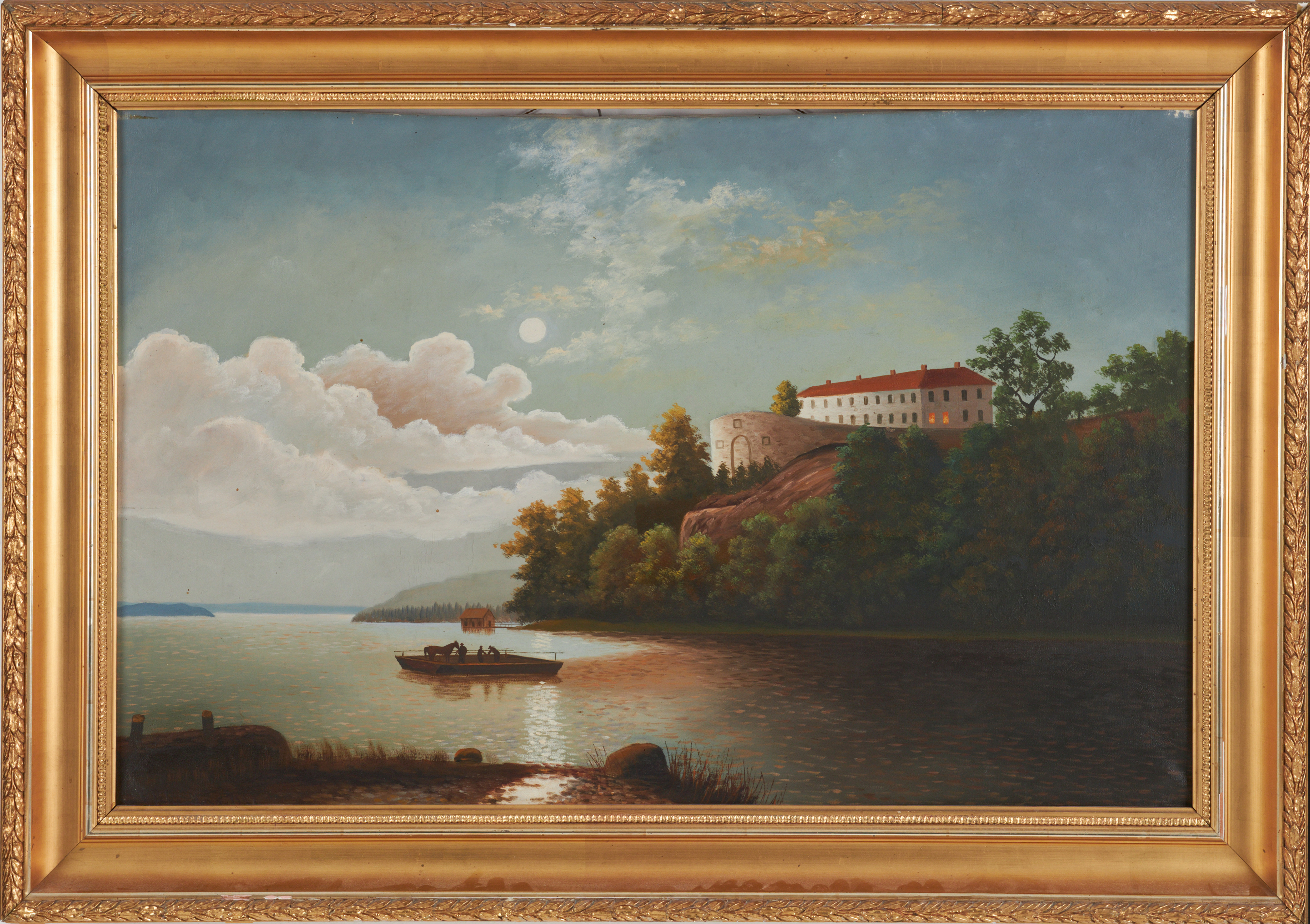 OIDENTIFIERAD KONSTNÄR (1900-tal), motiv med Hörningsholms slott, signerad och daterad J. Rhenberg 1921, olja duk.
