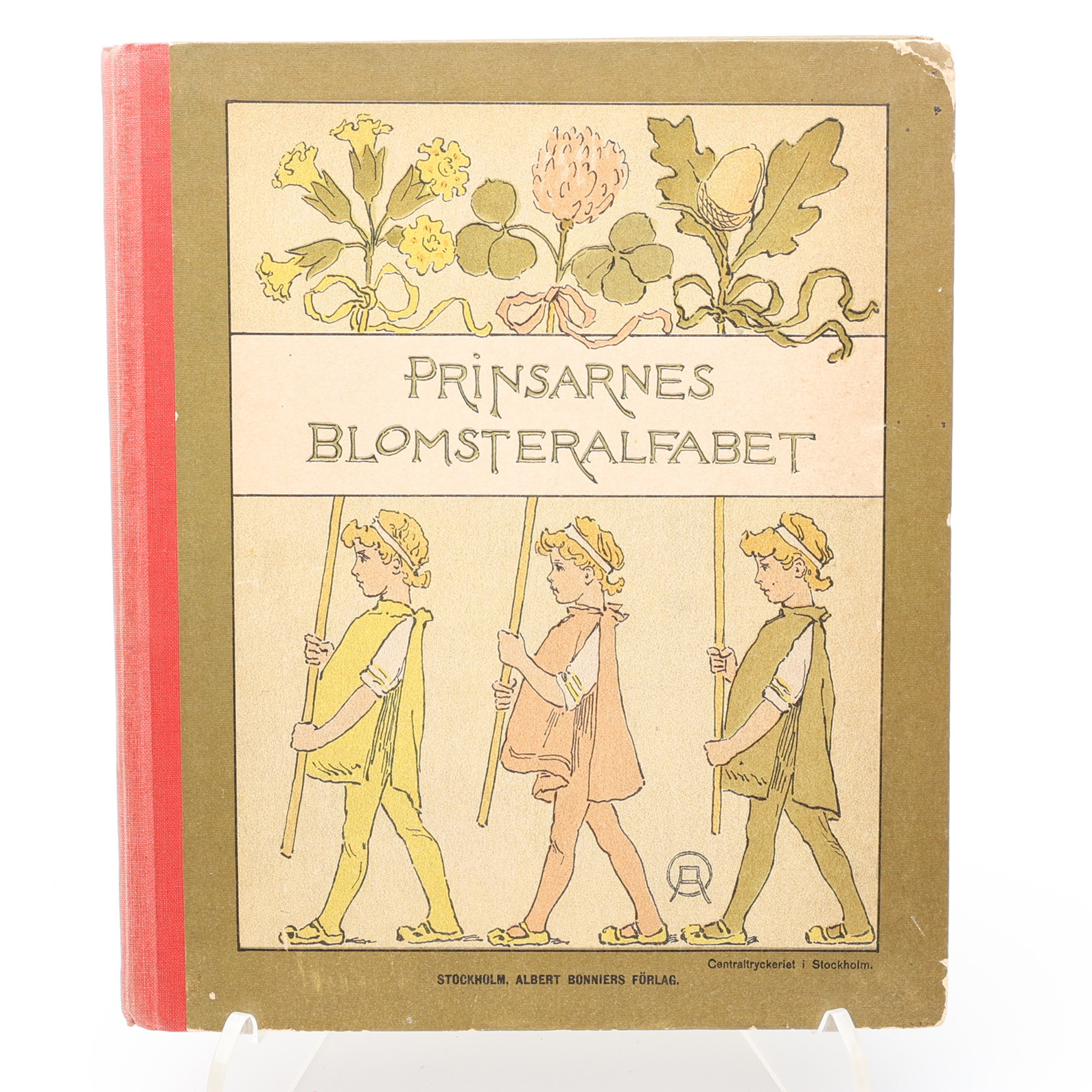 BARNBOK. OTTILIA ADELBORGS PRINSARNES BLOMSTERALFABET I FÖRSTA UPPLAGAN 1893 MED 31 LITOGRAFERADE KOLORERADE PLANSCHER.