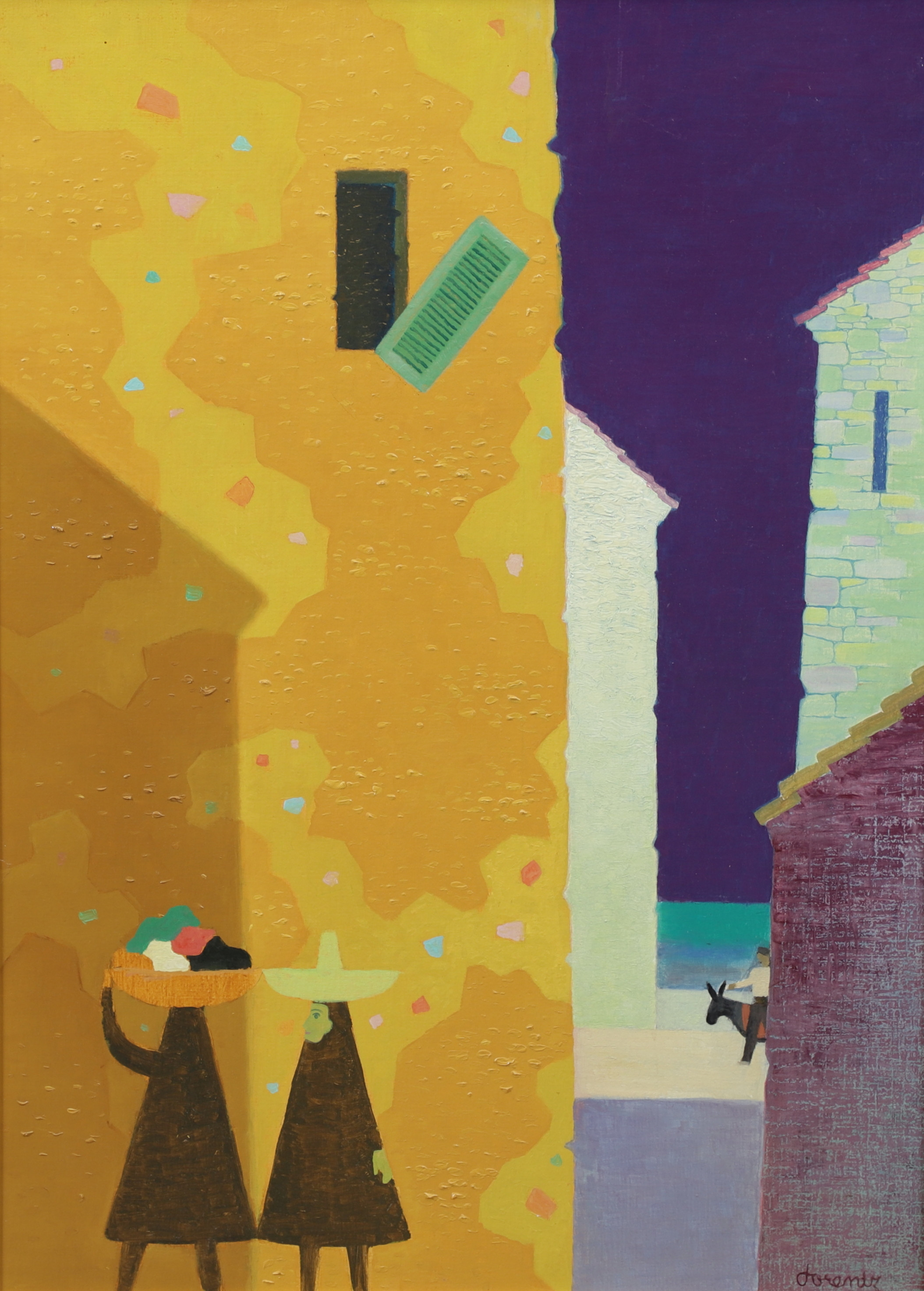 WALDEMAR LORENTZON. "La Casa Amarilla", olja på pannå, signerad, daterad a tergo 1969.