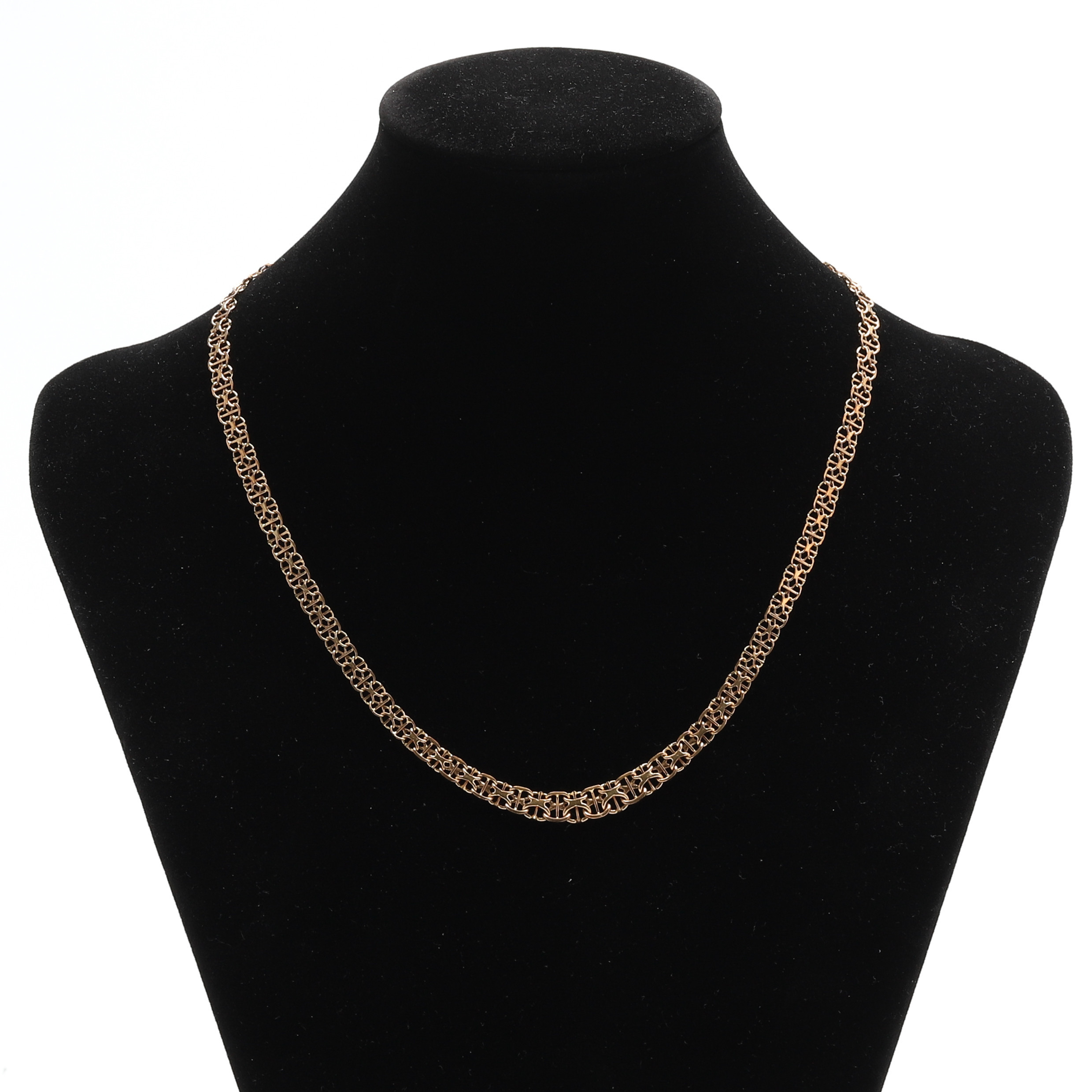 COLLIER, X-länk med stav, lätt doserad. 18k guld. Svenska stämplar. Vikt ca 14.8 gram.