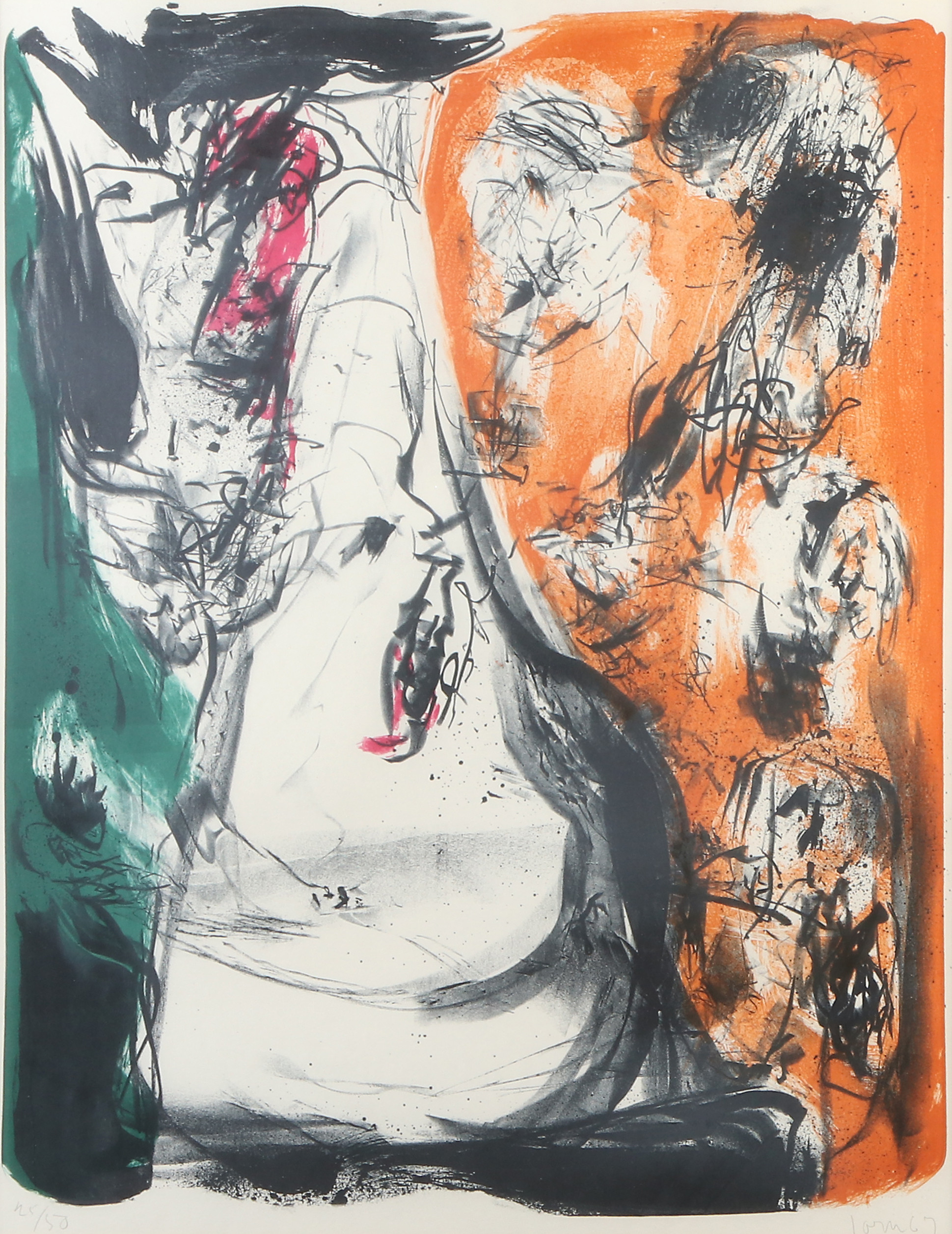 ASGER JORN. Litografi, 45/50. "Tillbakablick". Signerad och daterad 67.