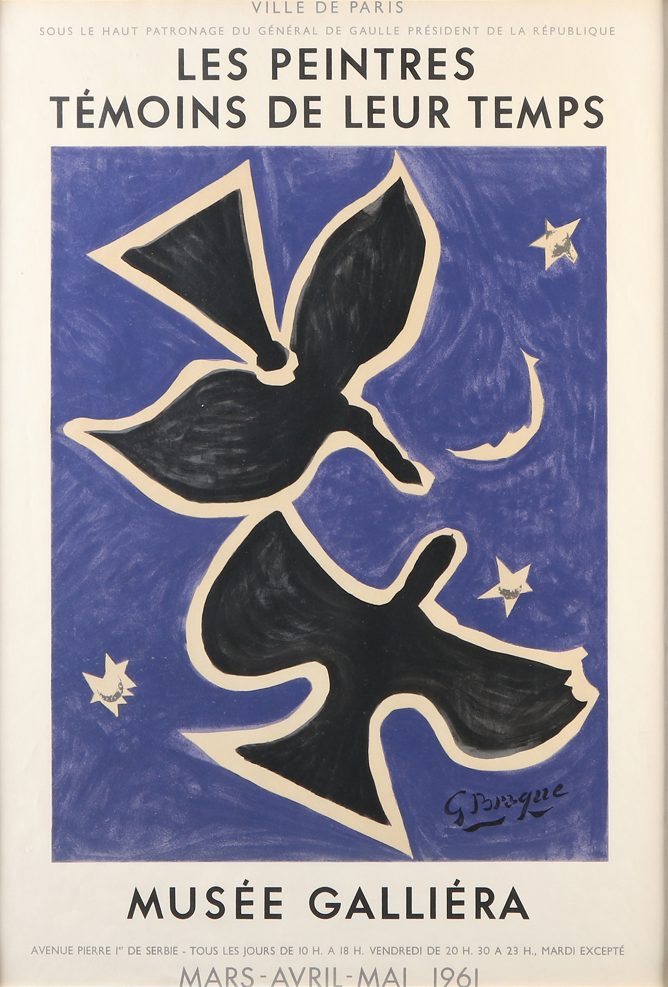 GEORGES BRAQUE. Litograferad utställningsaffisch. Musée Galliéra, 1961. Signerad i trycket.