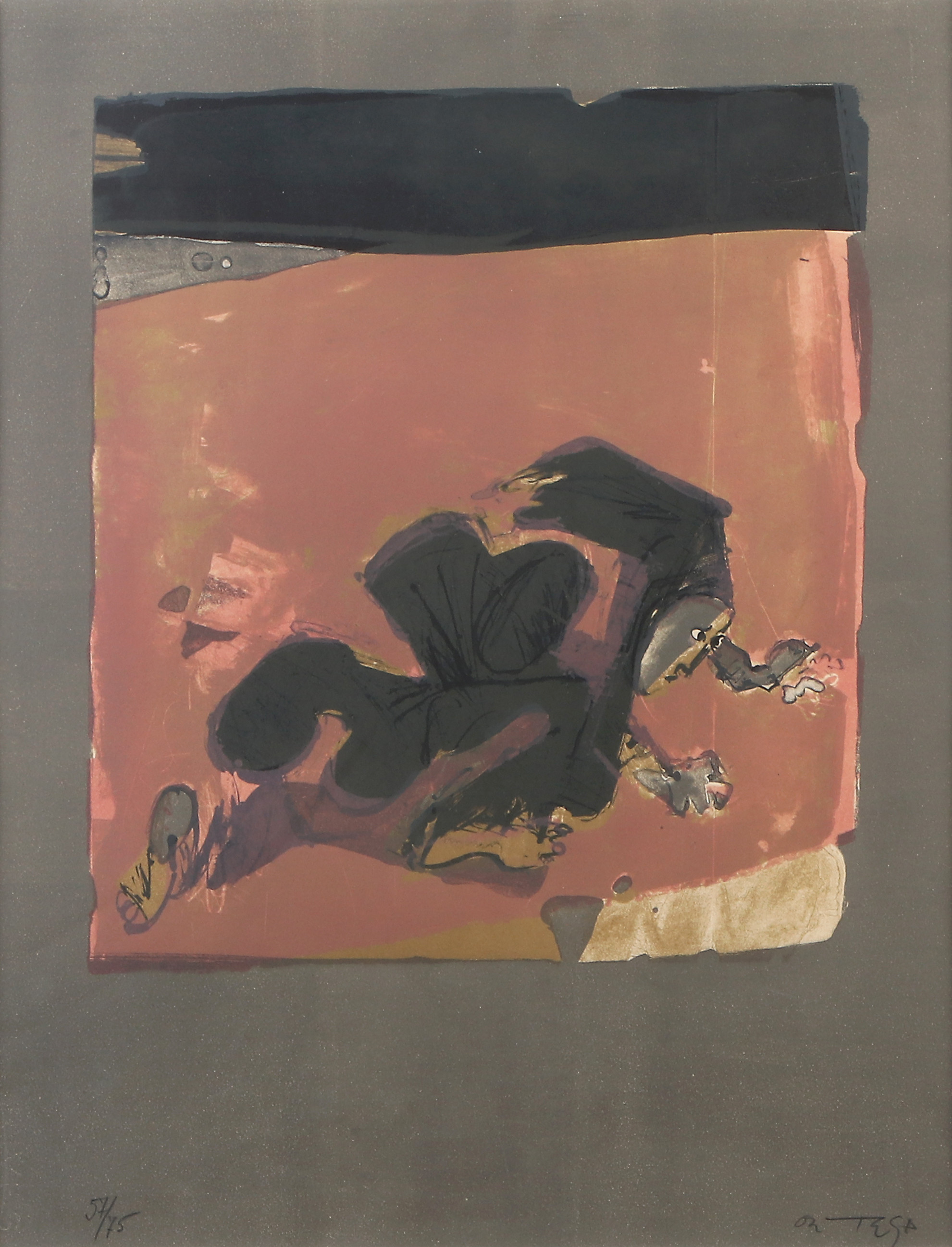 JOSÉ ORTEGA. Litografi, 51/75. "Espagne". Signerad.