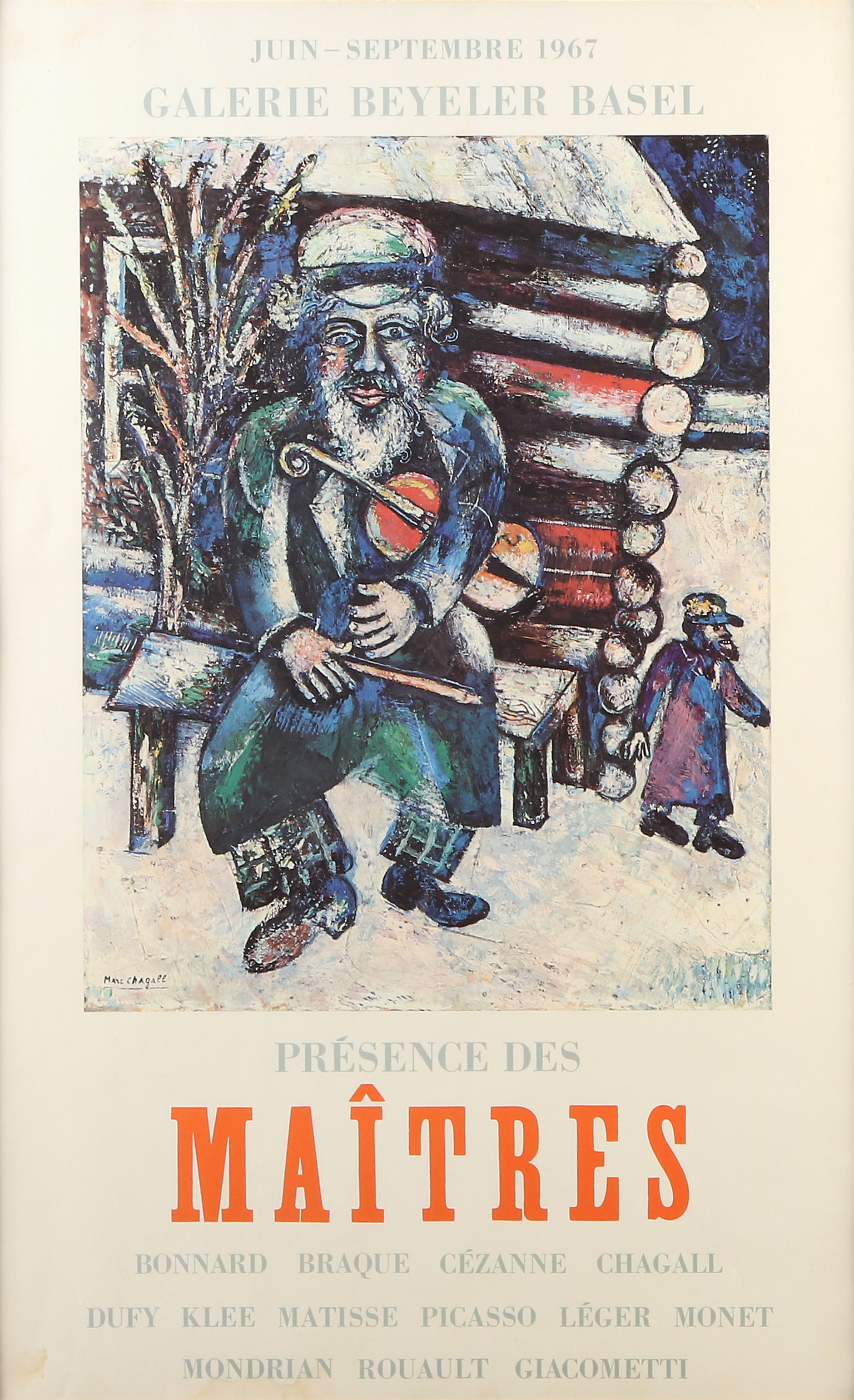 MARC CHAGALL. Utställningsaffisch. Galerie Beyeler Basel, 1967.