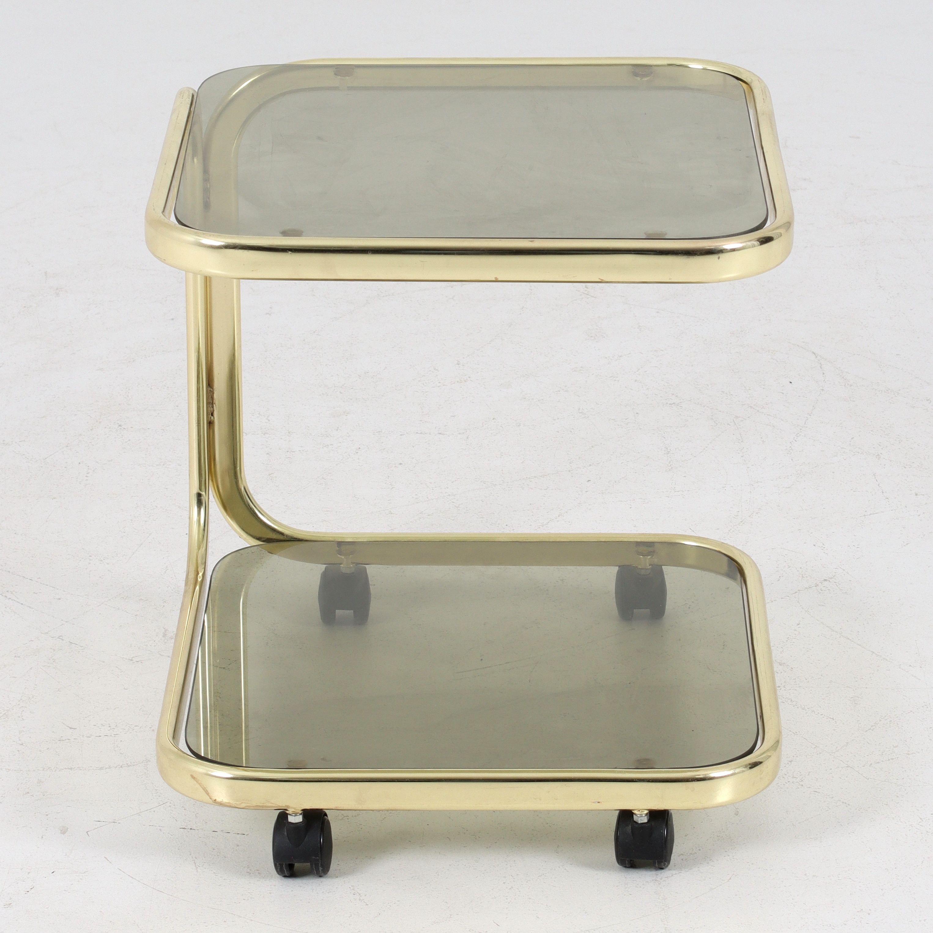 SIDOBORD, metall med glasskiva, 1900-talets andra hälft.
