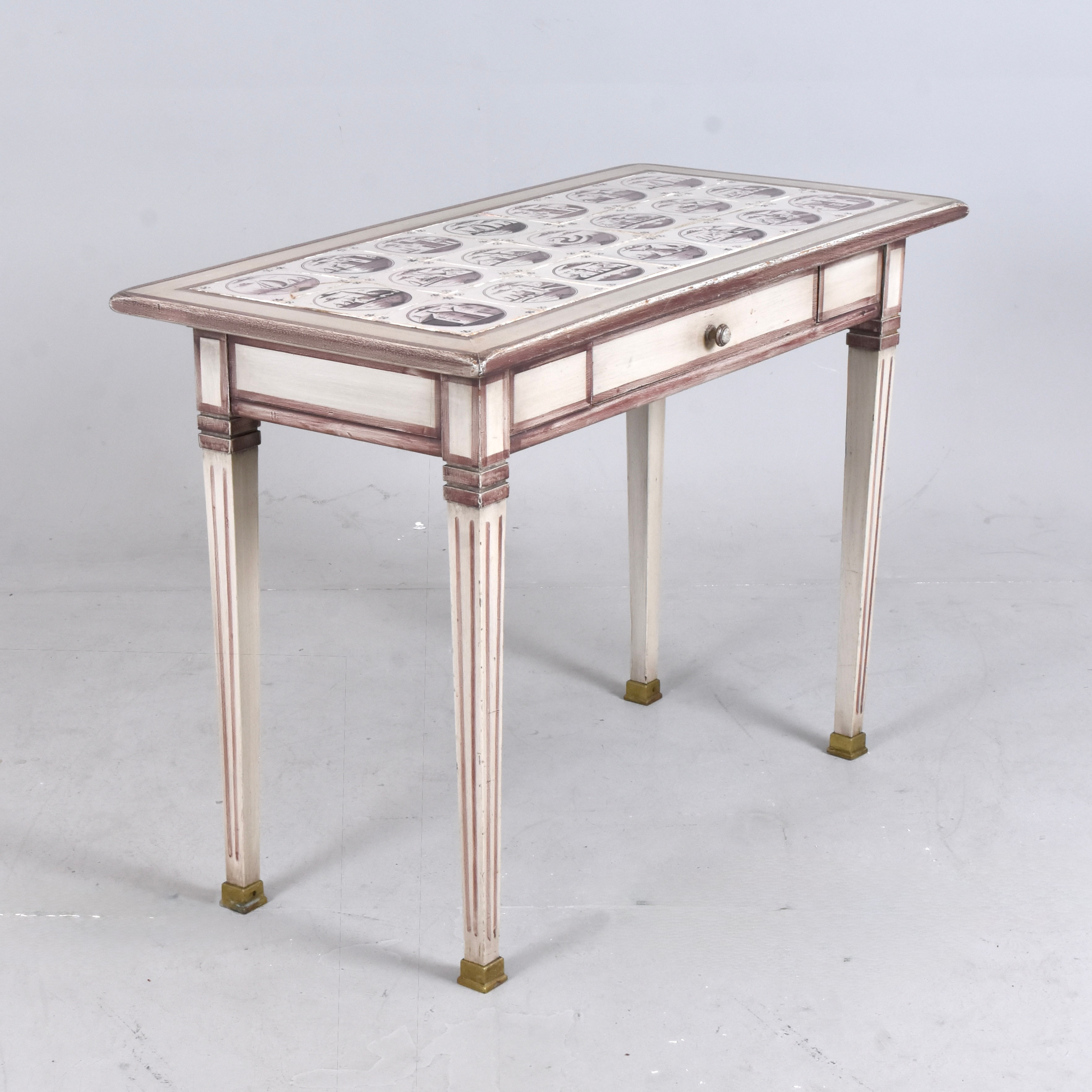 BORD MED KAKELPLATTOR, Louis XVI stil, 1800-tal, kaklen möjligen Store Kongensgade.