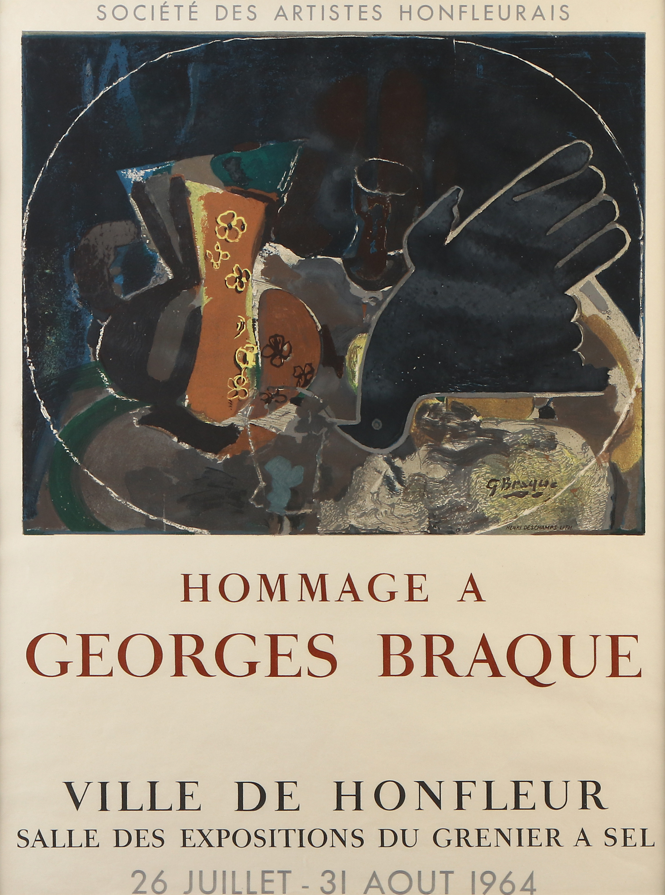 GEORGE BRAQUE. Litograferad utställningsaffisch. Ville de Honfleur, 1964.