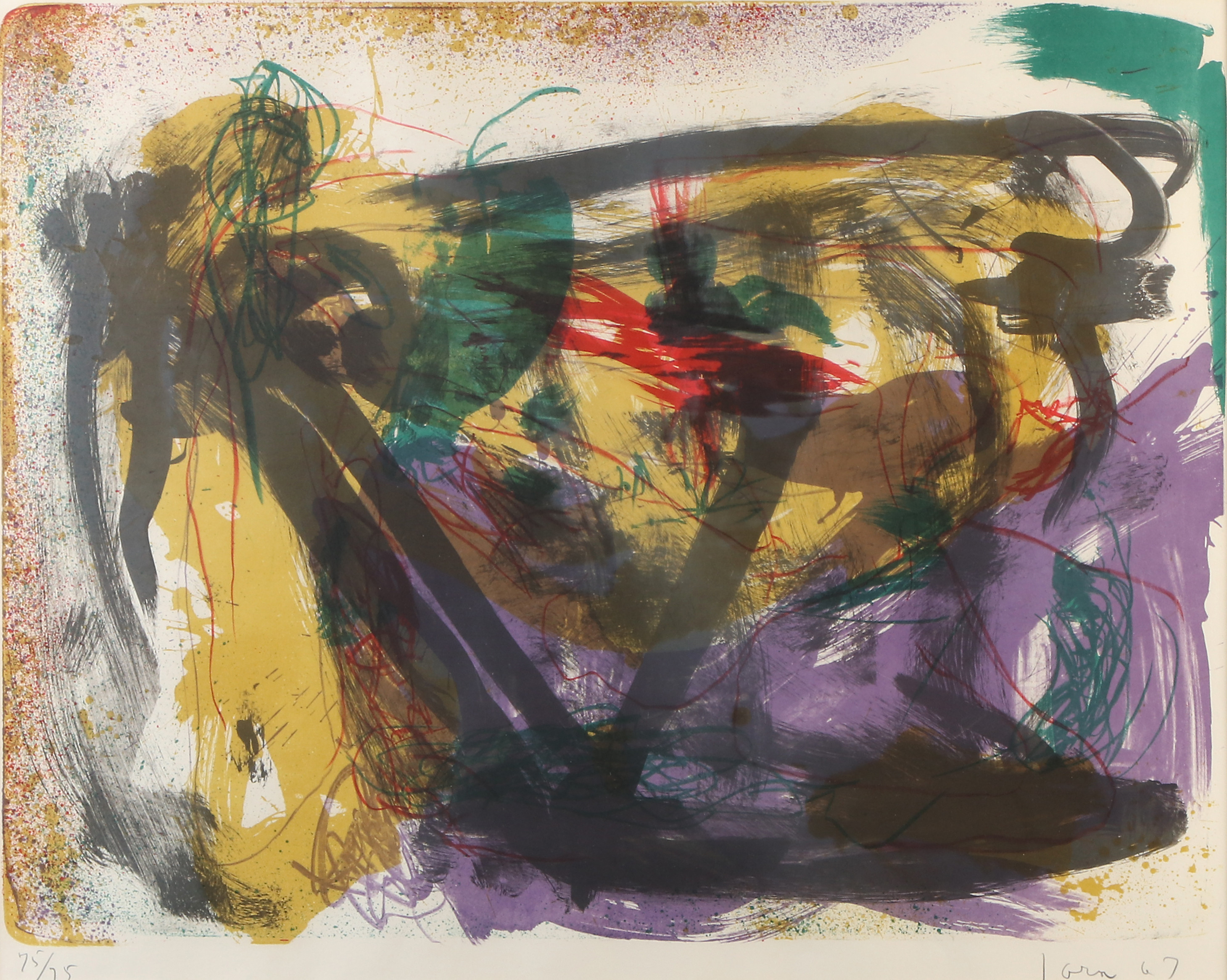 ASGER JORN. Litografi, 75/75. Komposition. Signerad och daterad 67.