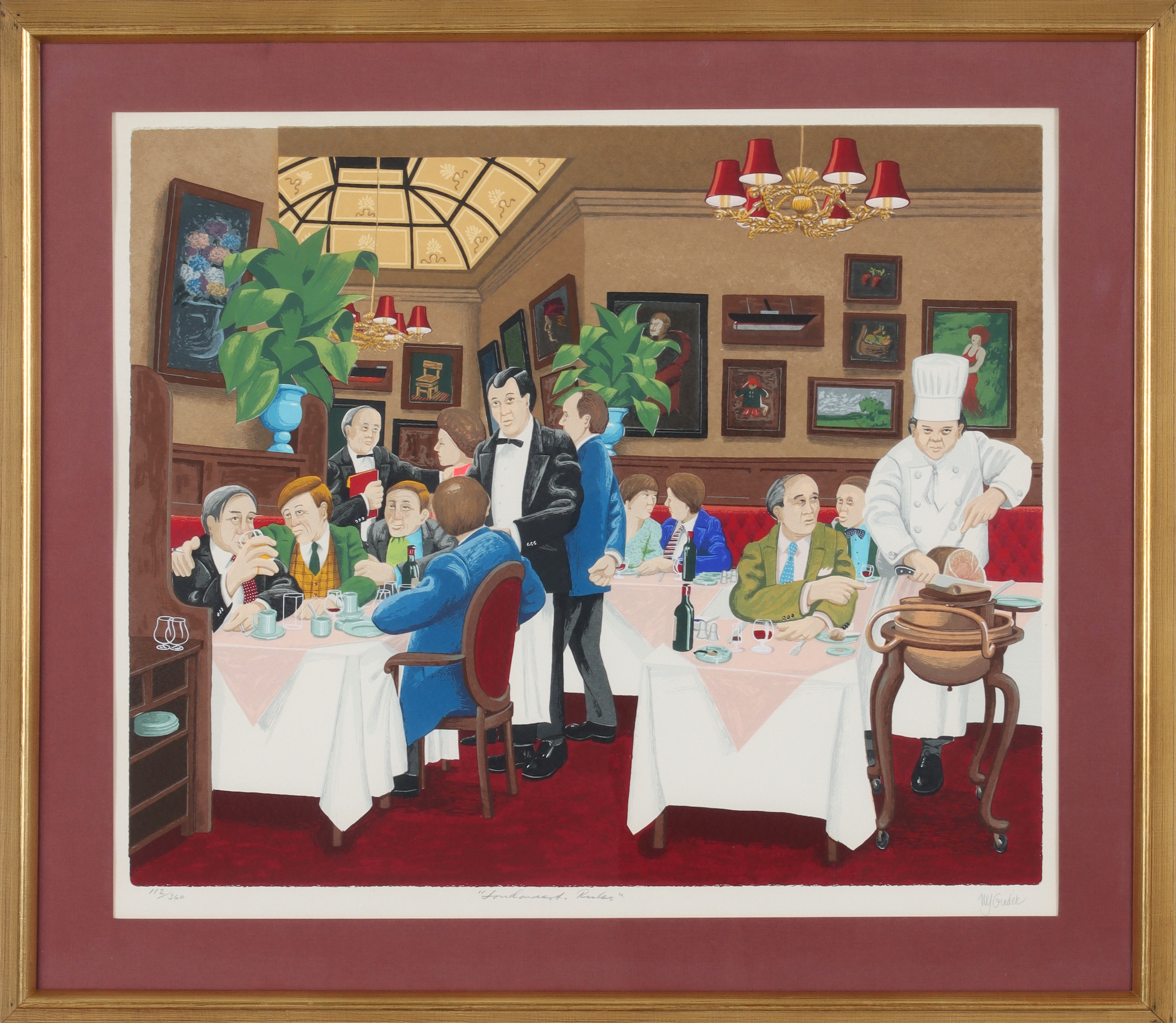 ULF GREDER. "Londonrest. Rules", litografi, signerad och numrerad 112/360.