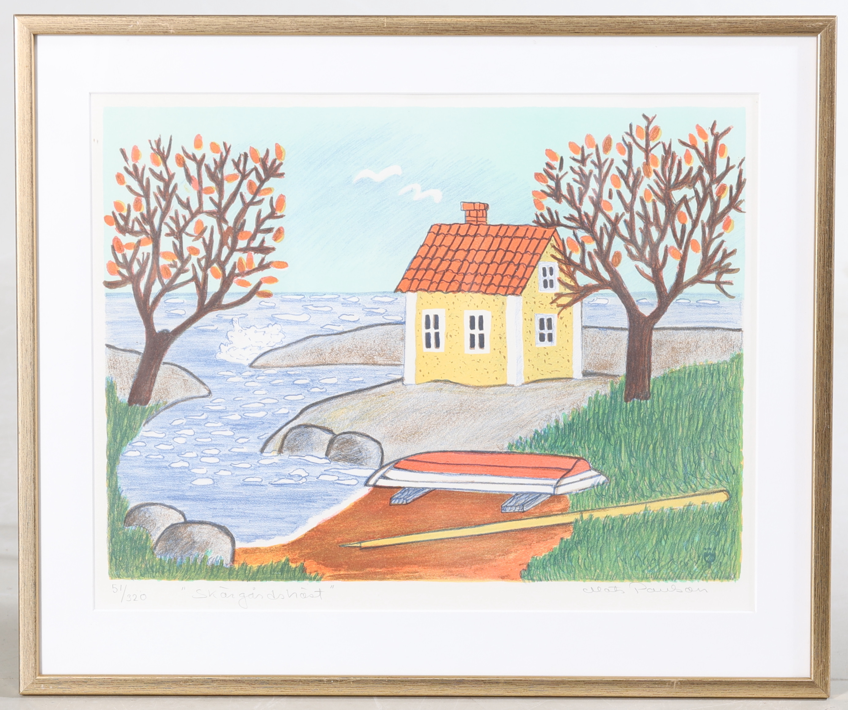 MATS PAULSON. "Skärgårdshöst", litografi, signerad samt numrerad 52/320.