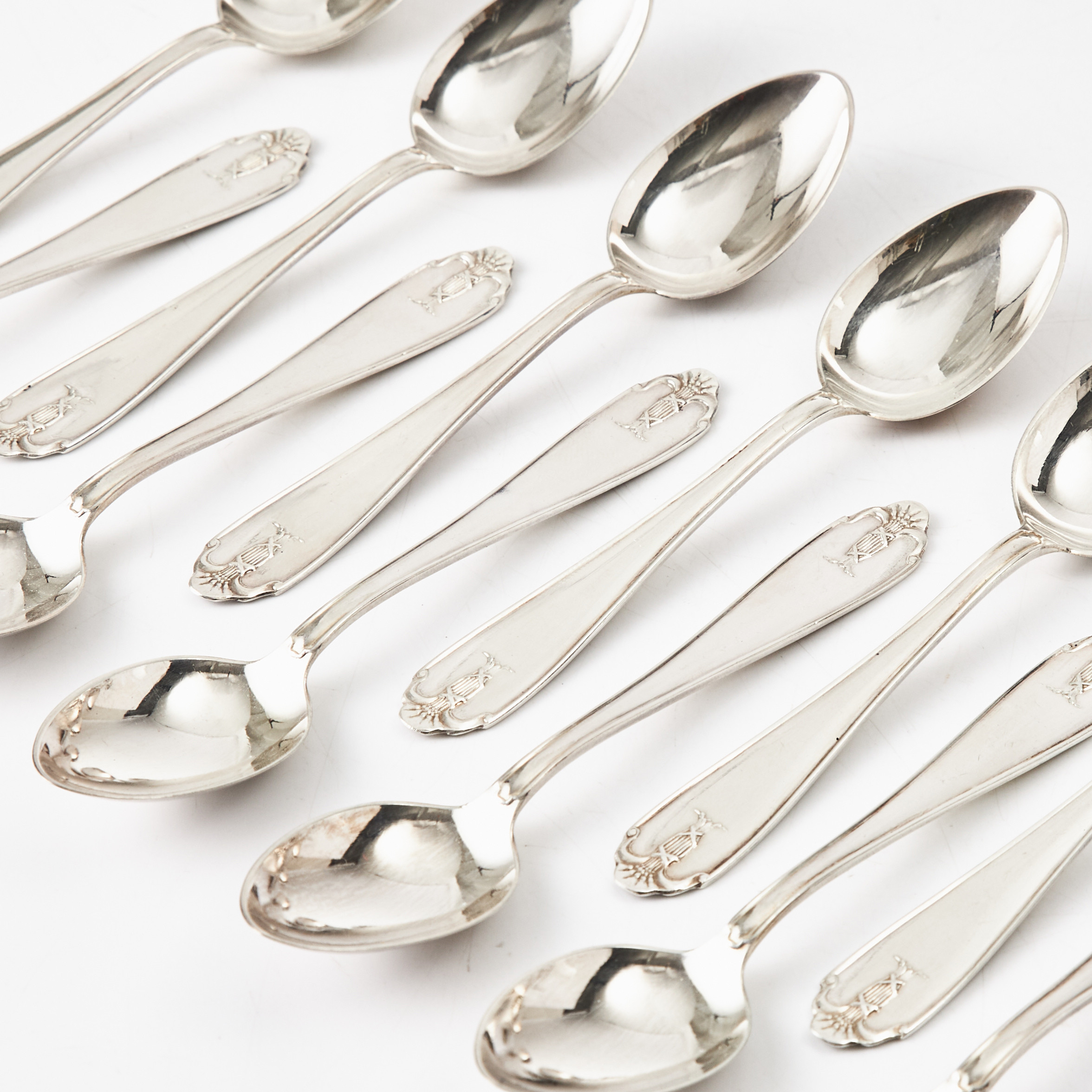 kaffeskedar, 12 st, silver, modell "Vasa", 1932.