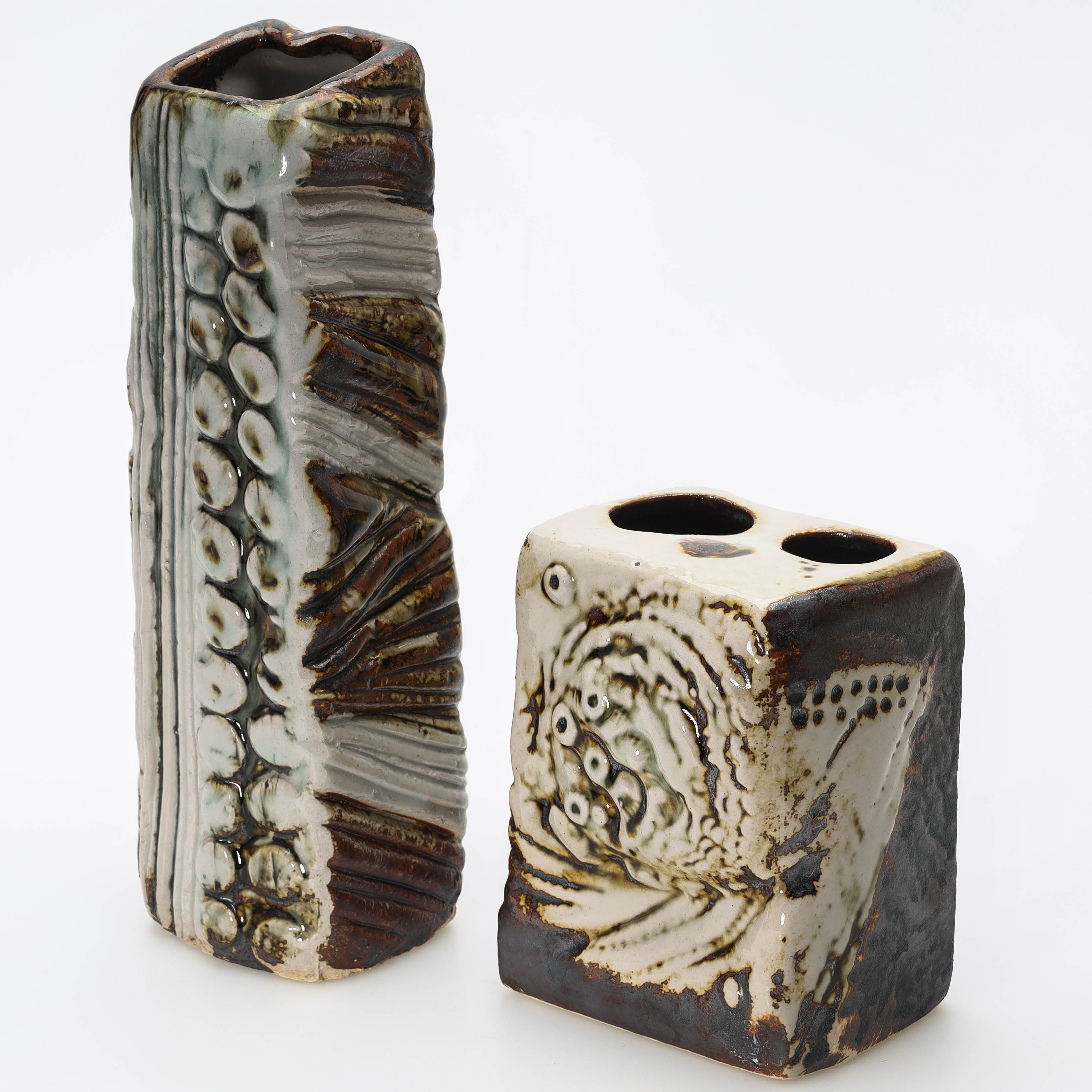 CARL-HARRY STÅLHANE. Vaser, 2 st, glaserad stengods, Designhuset.