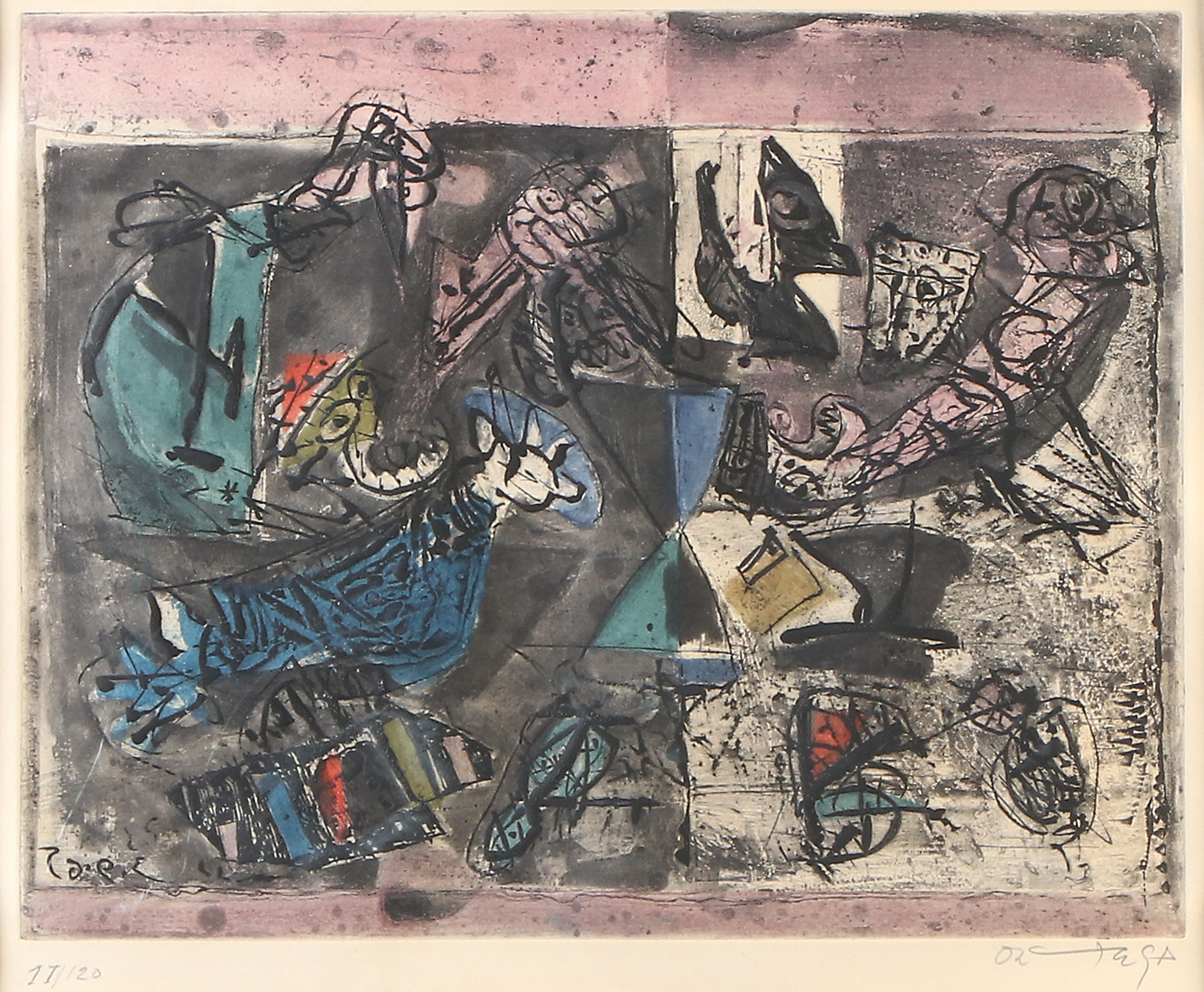 JOSÉ ORTEGA. Etsning, 17/120. "Lutte II". Signerad.