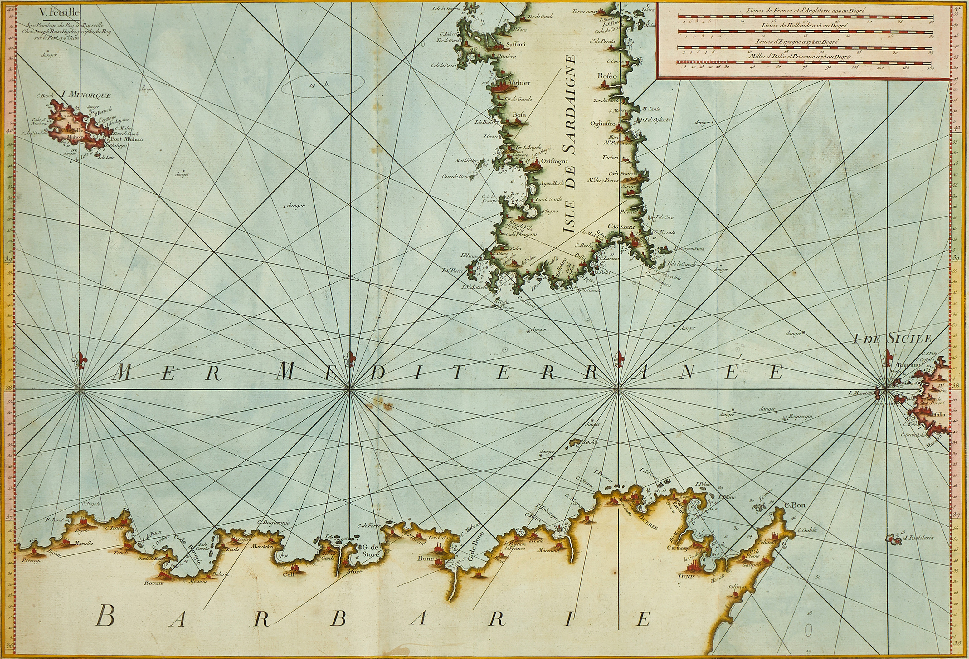 ROUX, V.e Feuille, ur Carte de la Mer Mediterranée en Douze Feuilles, 1764.