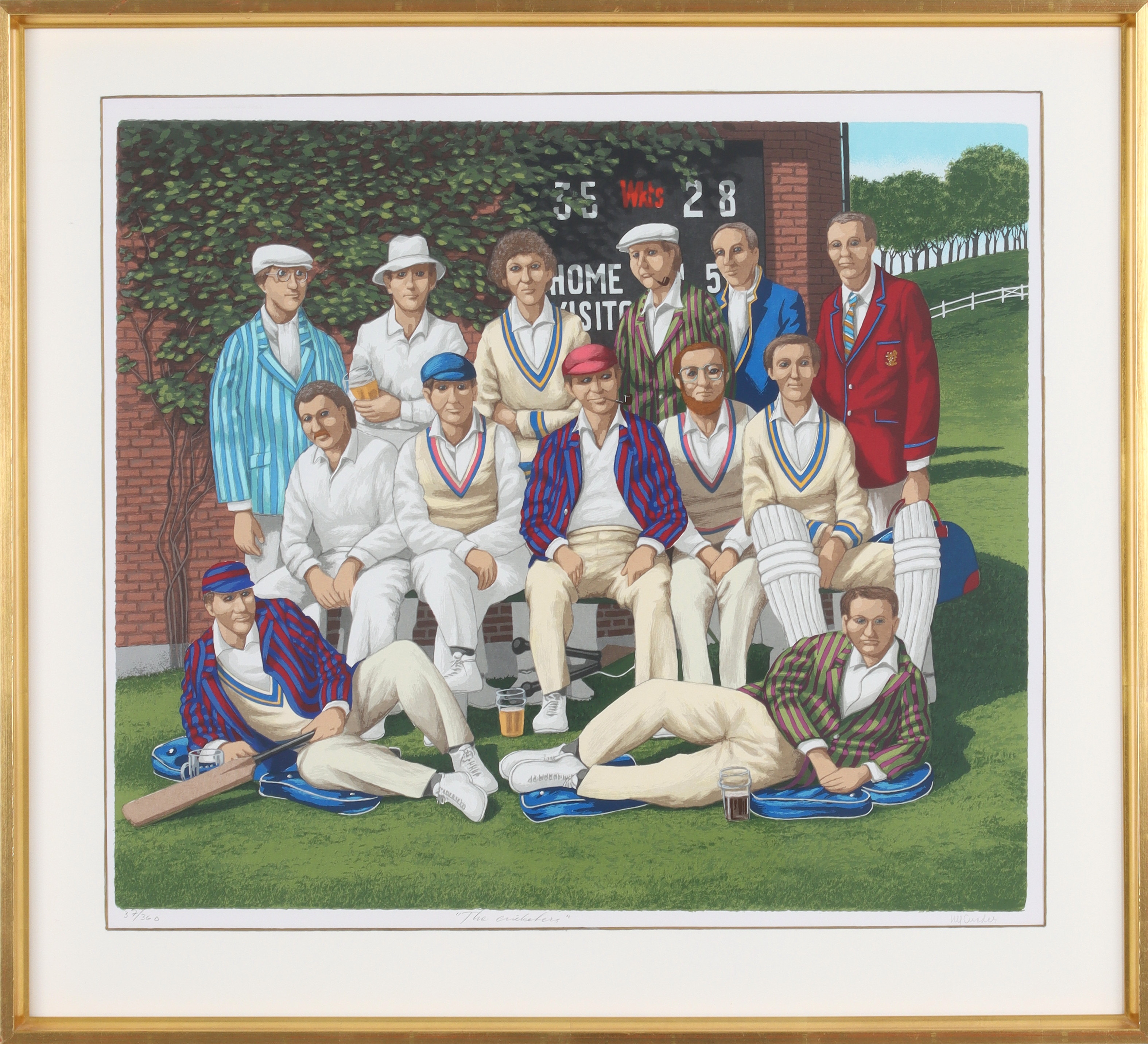 ULF GREDER. "The Cricketers", färglitografi, signerad och numrerad 37/360.