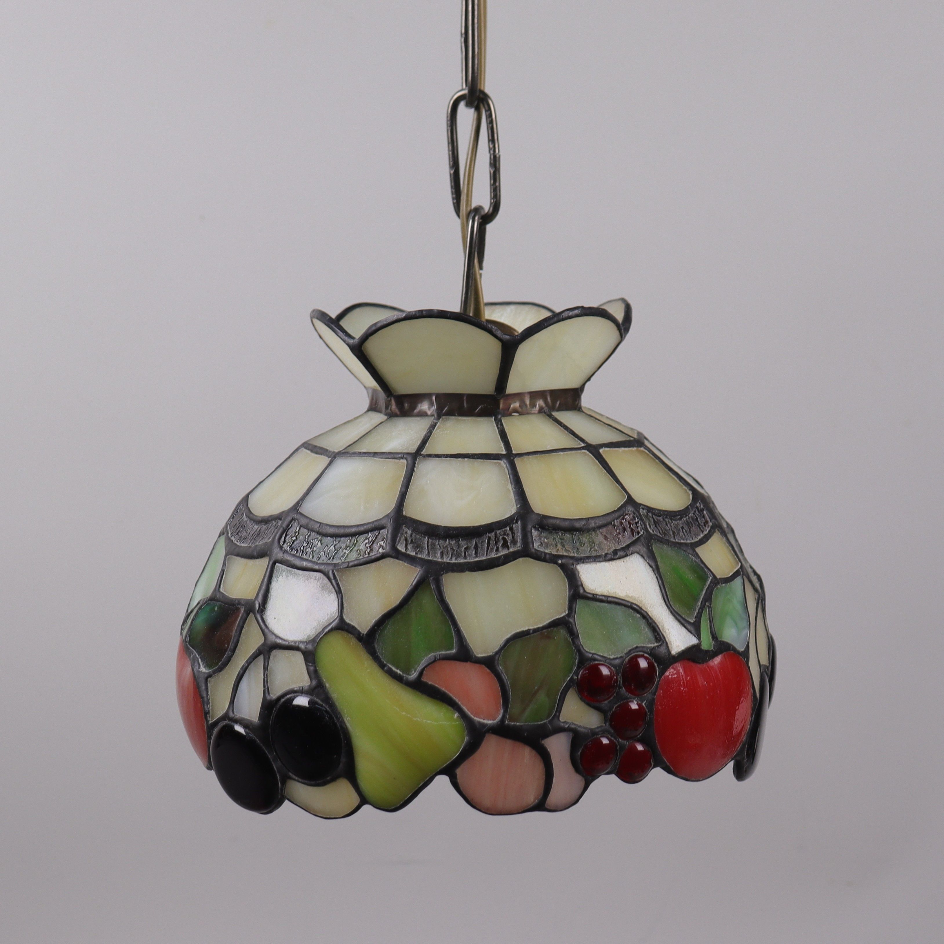 TAKLAMPA, Texa, Tiffanystil, glas och metall, 1980-tal.