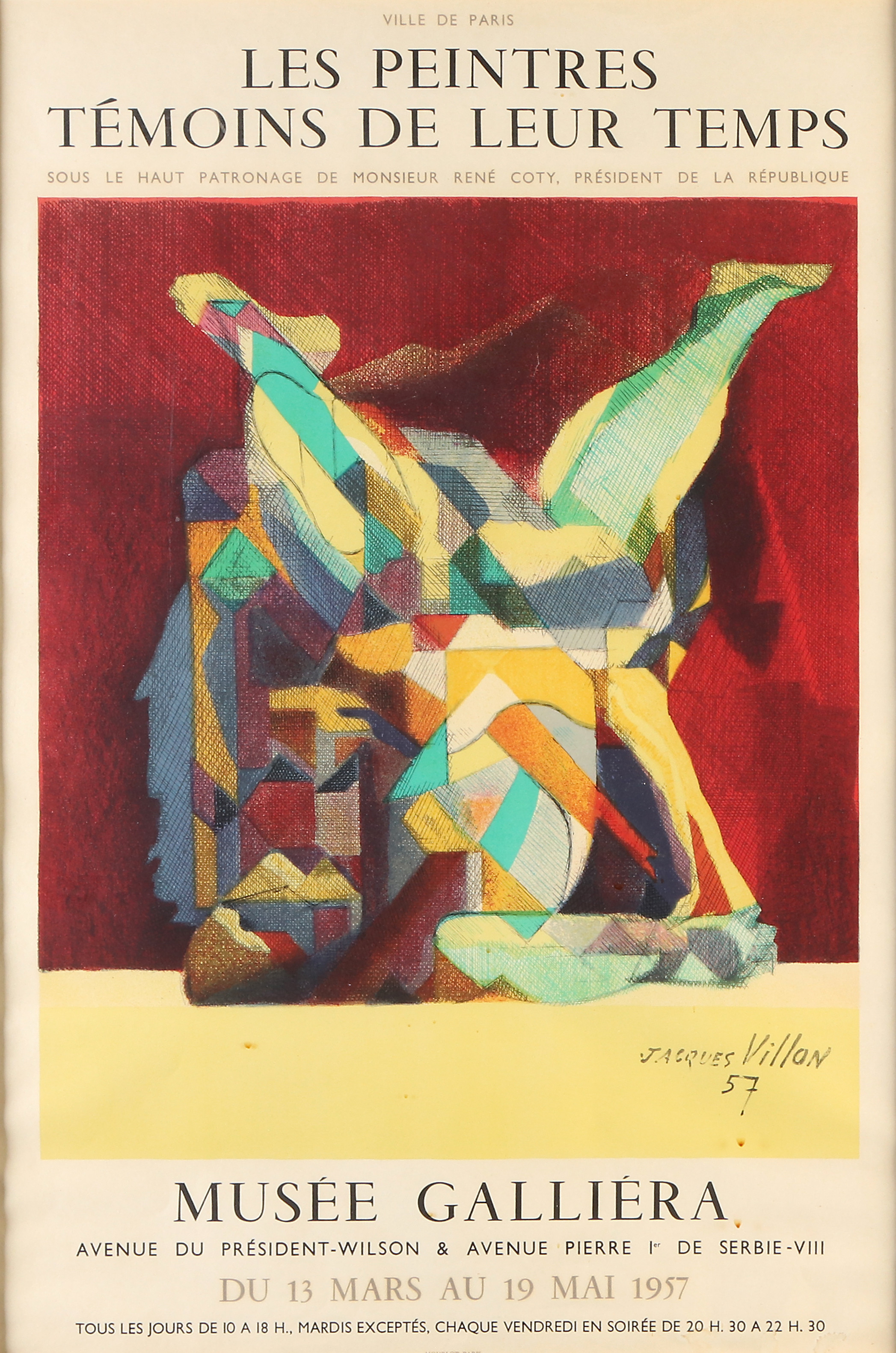 JACQUES VILLON. Litograferad utställningsaffisch. Musée Galliéra, 1957. Signerad i trycket.