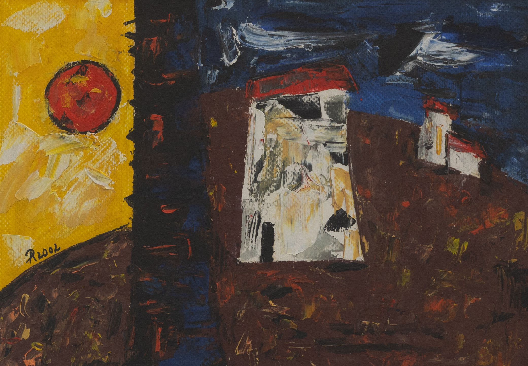 OIDENTIFIERAD KONSTNÄR. "Landscape in Spain", olja på pannå, signerad och daterad 2002.