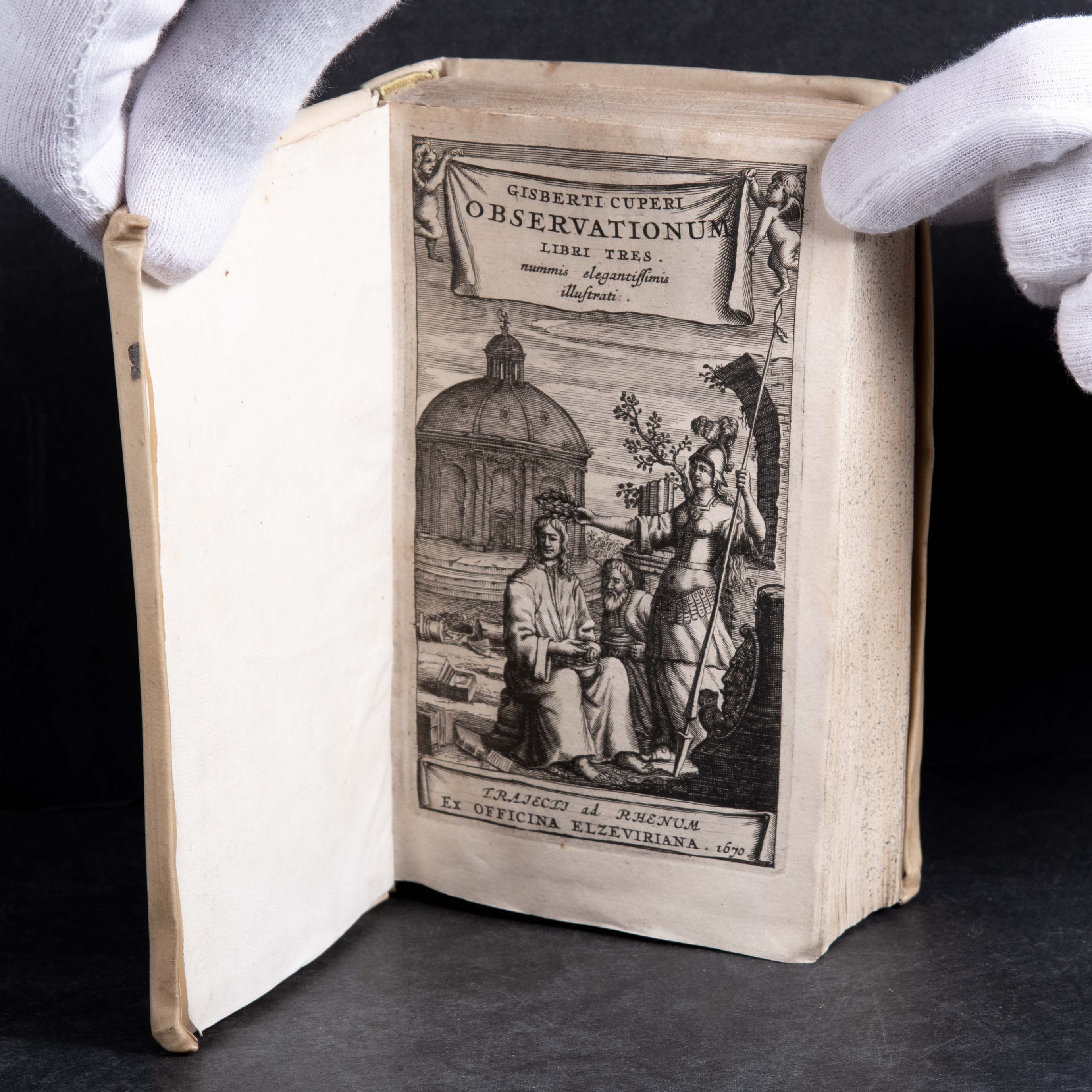 ELZEVIER, Gisberti Cuperi "Observationum" 1670, kopparstick, numismatik.