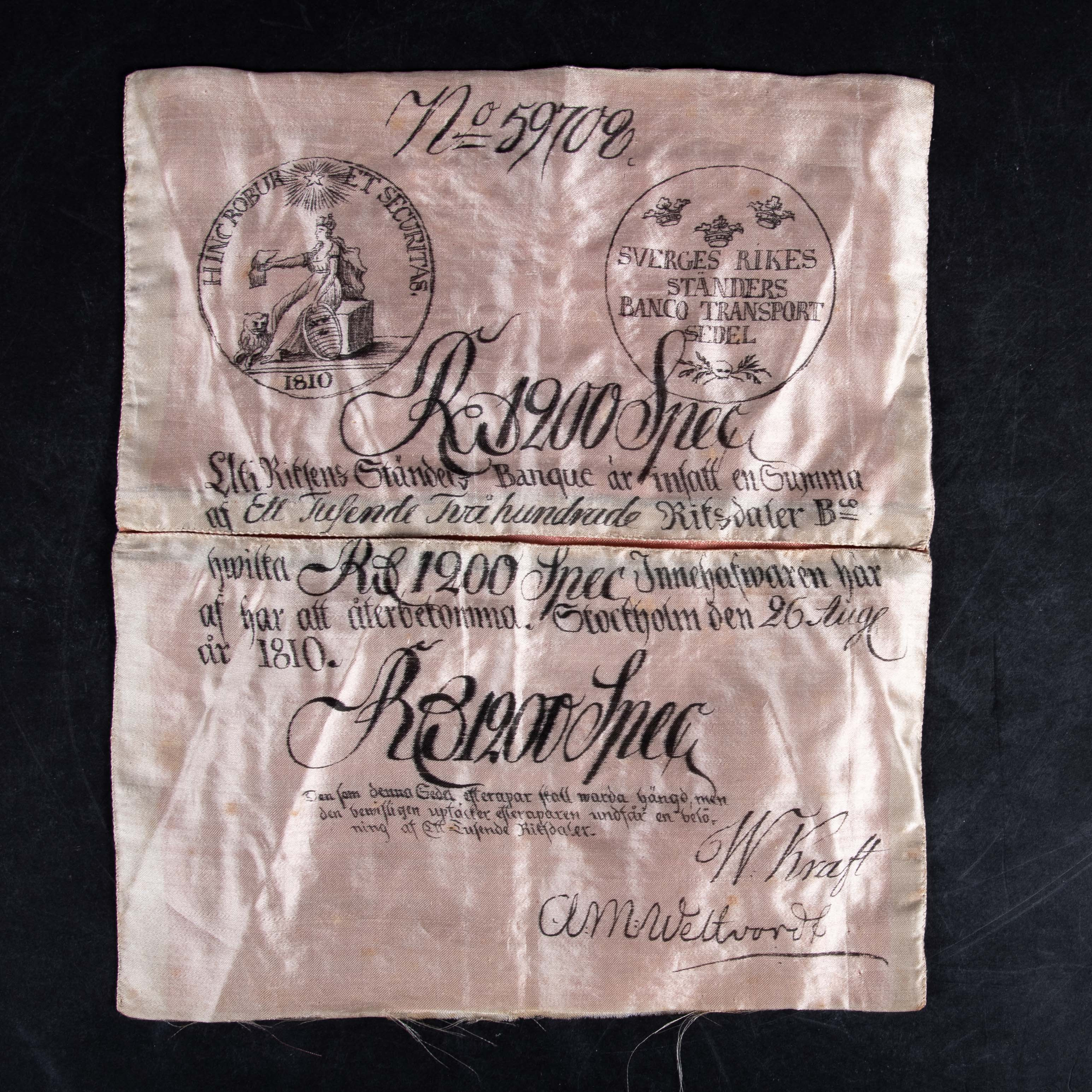 PLÅNBOK SIDEN MED SEDELAVBILDNING 1810.