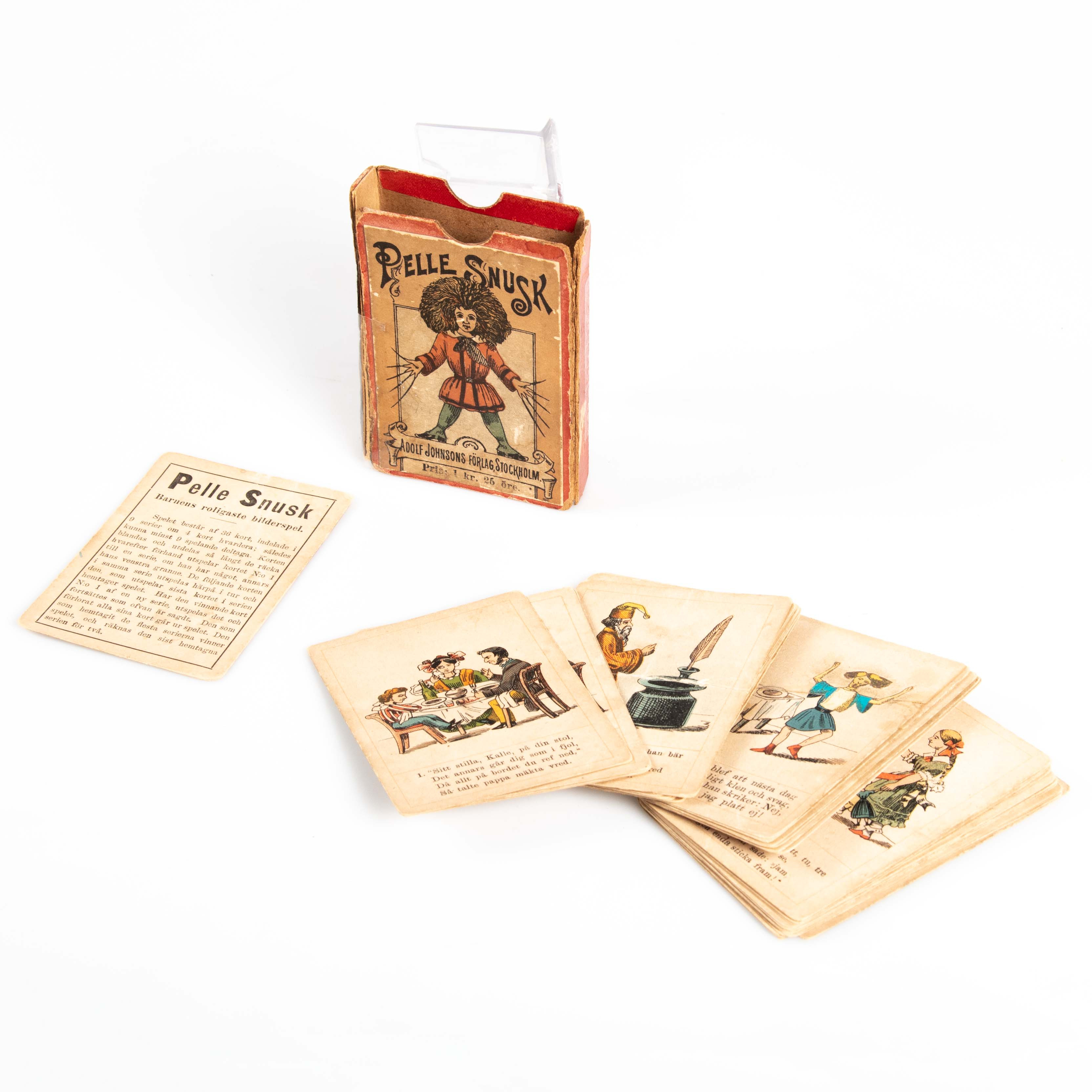 PELLE SNUSK, kortspel omkring sekelskiftet 1900 i etui, "Der Struwwelpeter".