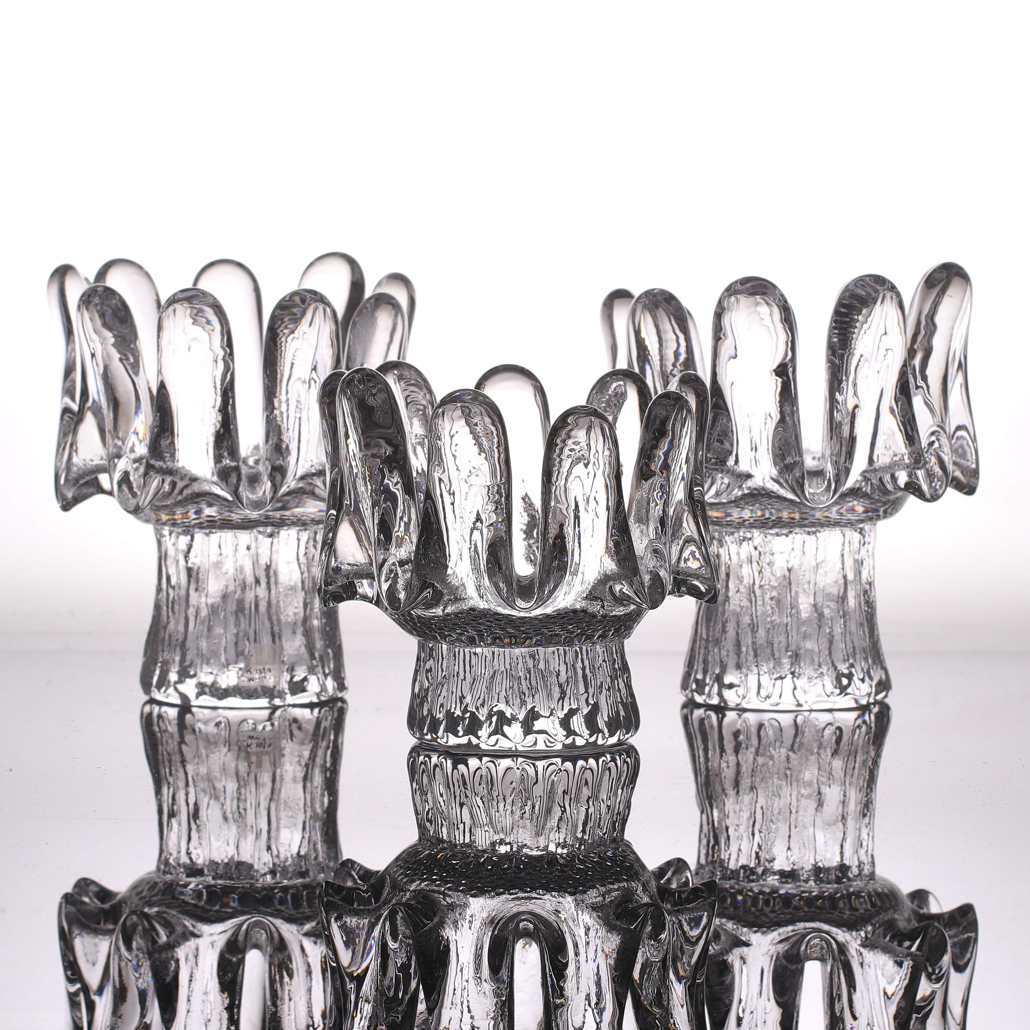 GÖRAN WÄRFF. Ljushållare, 3 st, glas, "Sunflower", Kosta. 1900-talets andra hälft.