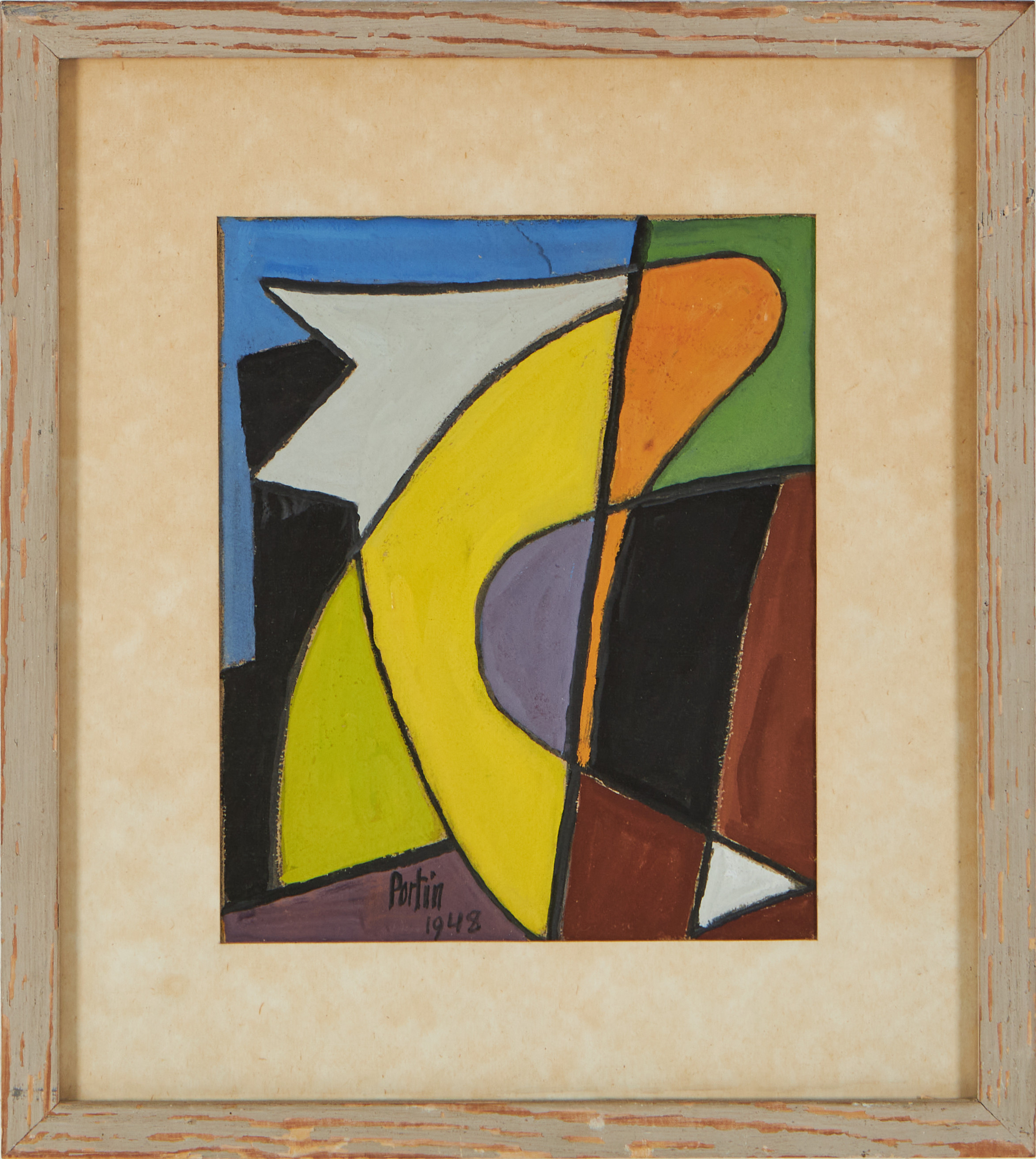CHARLES PORTIN (1889-1980). "Gult huvudelement", gouache.