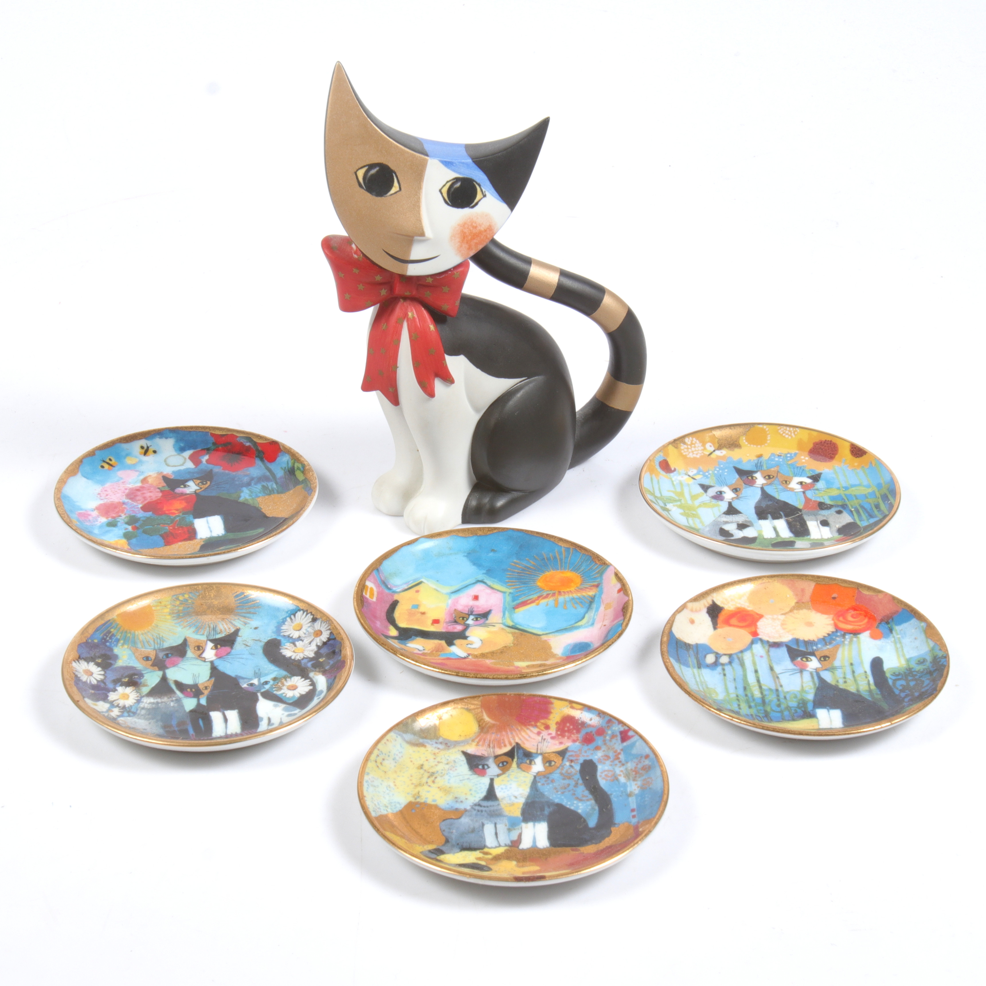 ROSINA WACHTMEISTER. Figurin och fat, 7 delar, porslin. Goebel. Tyskland.