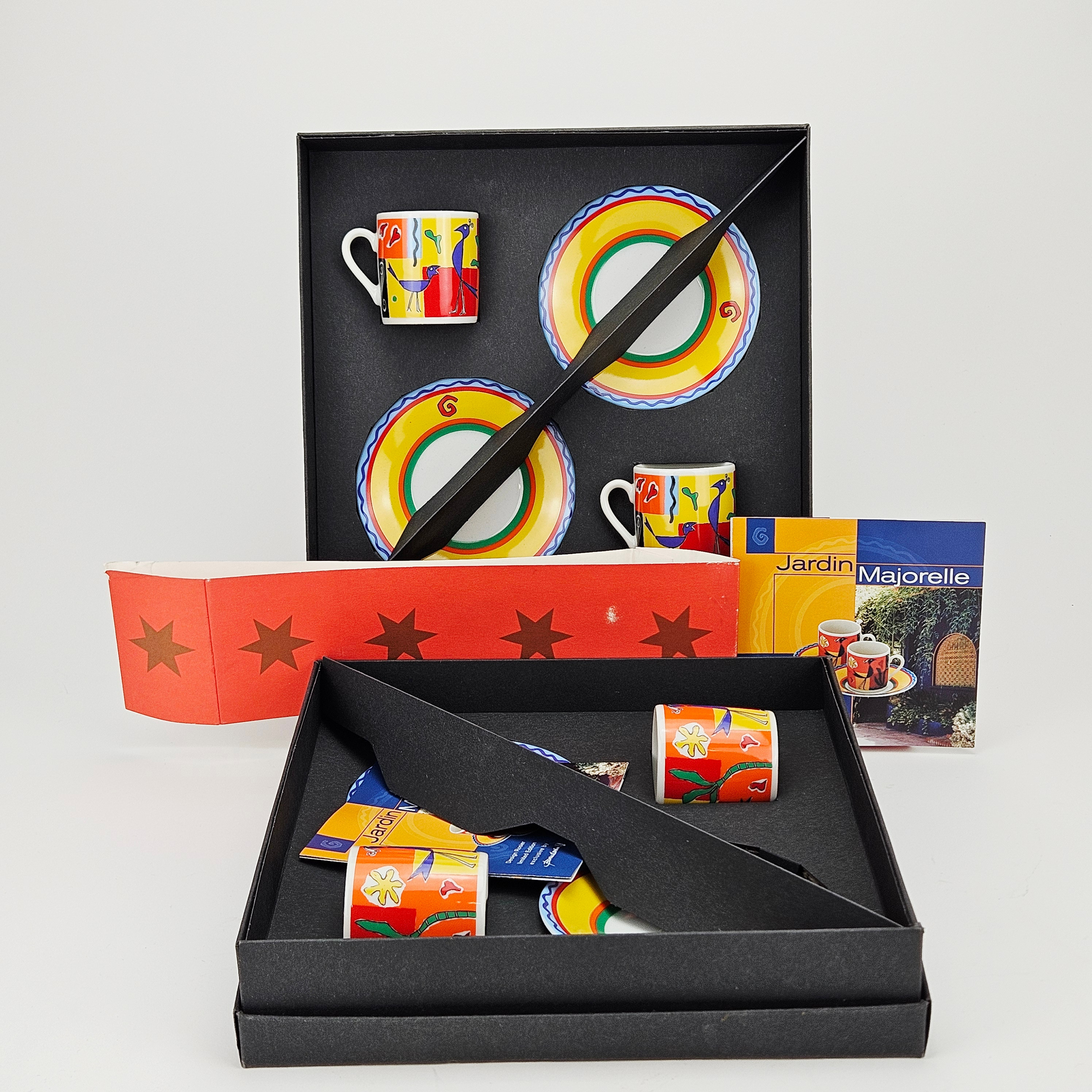 ESPRESSOKOPPAR MED FAT, 4 st, keramik, Jardin Majorelle, Design Rosier limited Edition, Berendsohn.