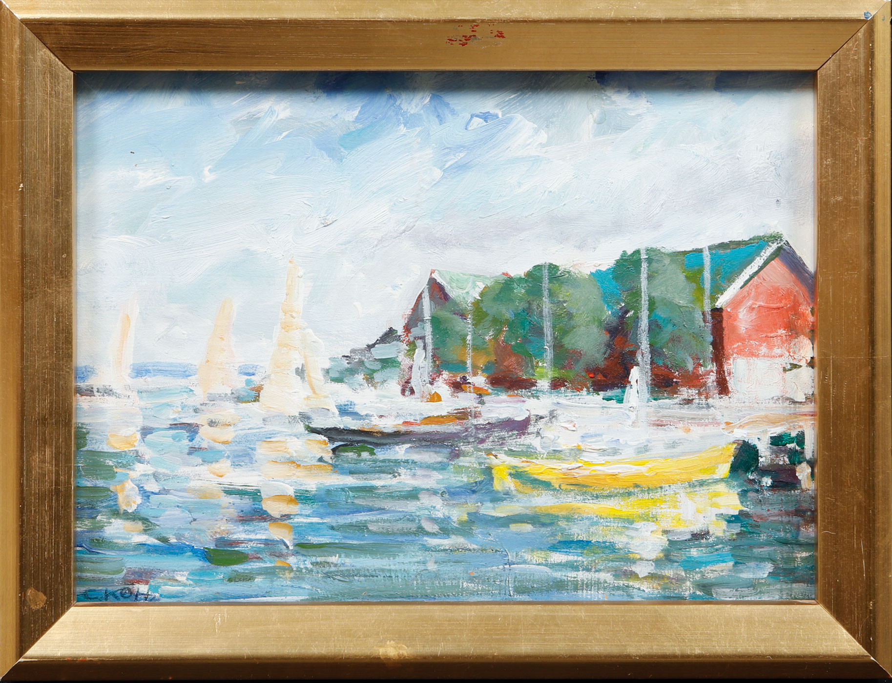 CARL KÖHLER. Kustmotiv, olja på pannå, signerad.