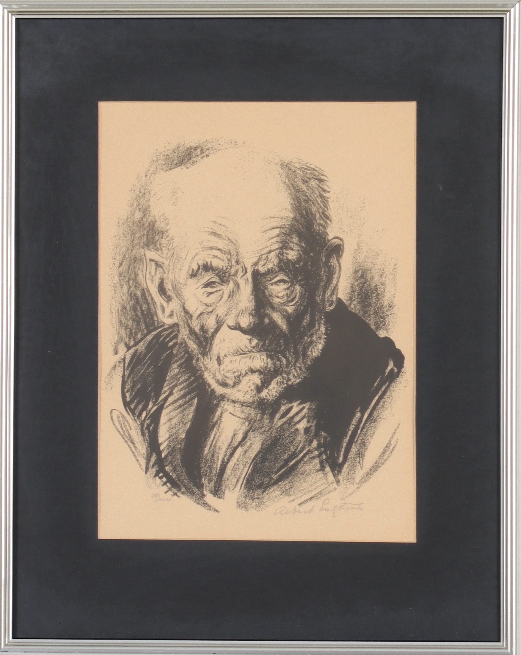 ALBERT ENGSTRÖM. Porträtt, litografi, signerad och numrerad 487100.