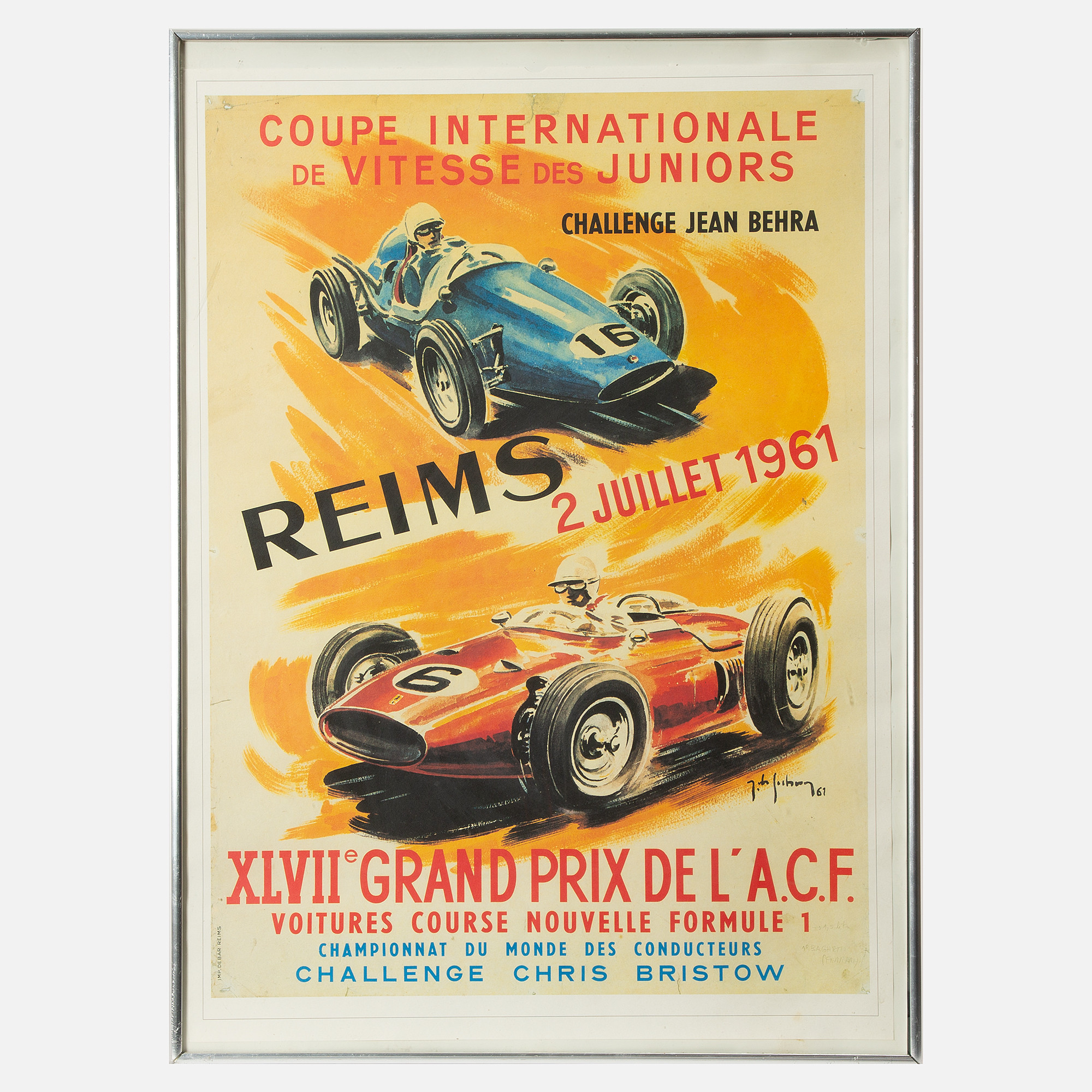 AFFISCH. 47th Grand-Prix of A.C.F. Reims 1961.