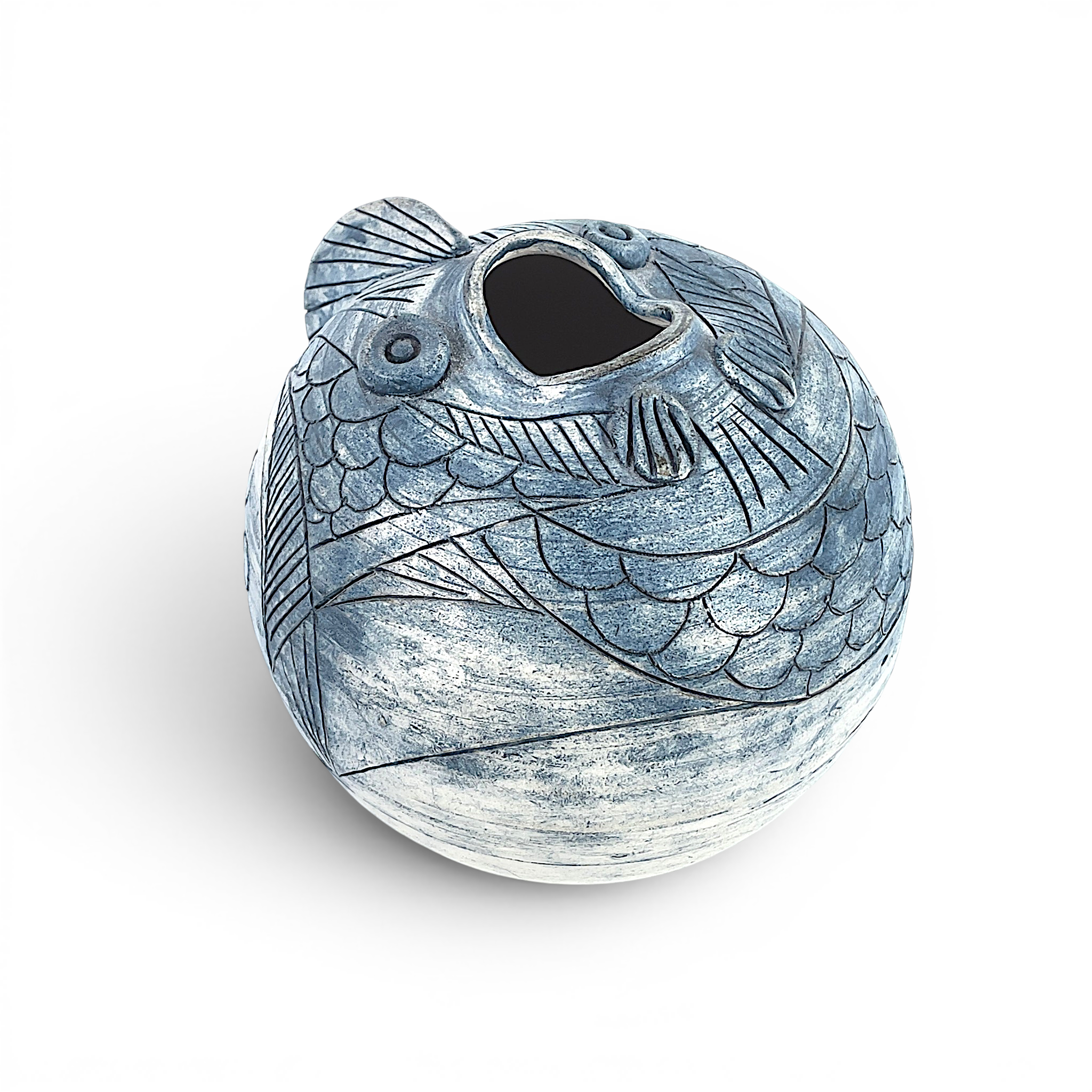 MARIE JONSSON-LÅNGHANS (född 1956), skulptur/vas, keramik, "Ängsöfisken", signerad.