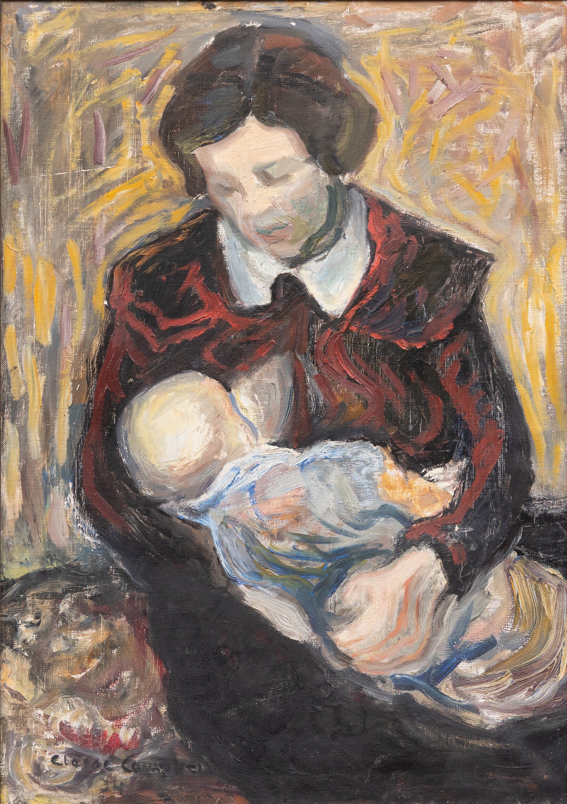 CLASSE CAMPBELL (1910-1987). Mot och barn, olja på duk, signerad.