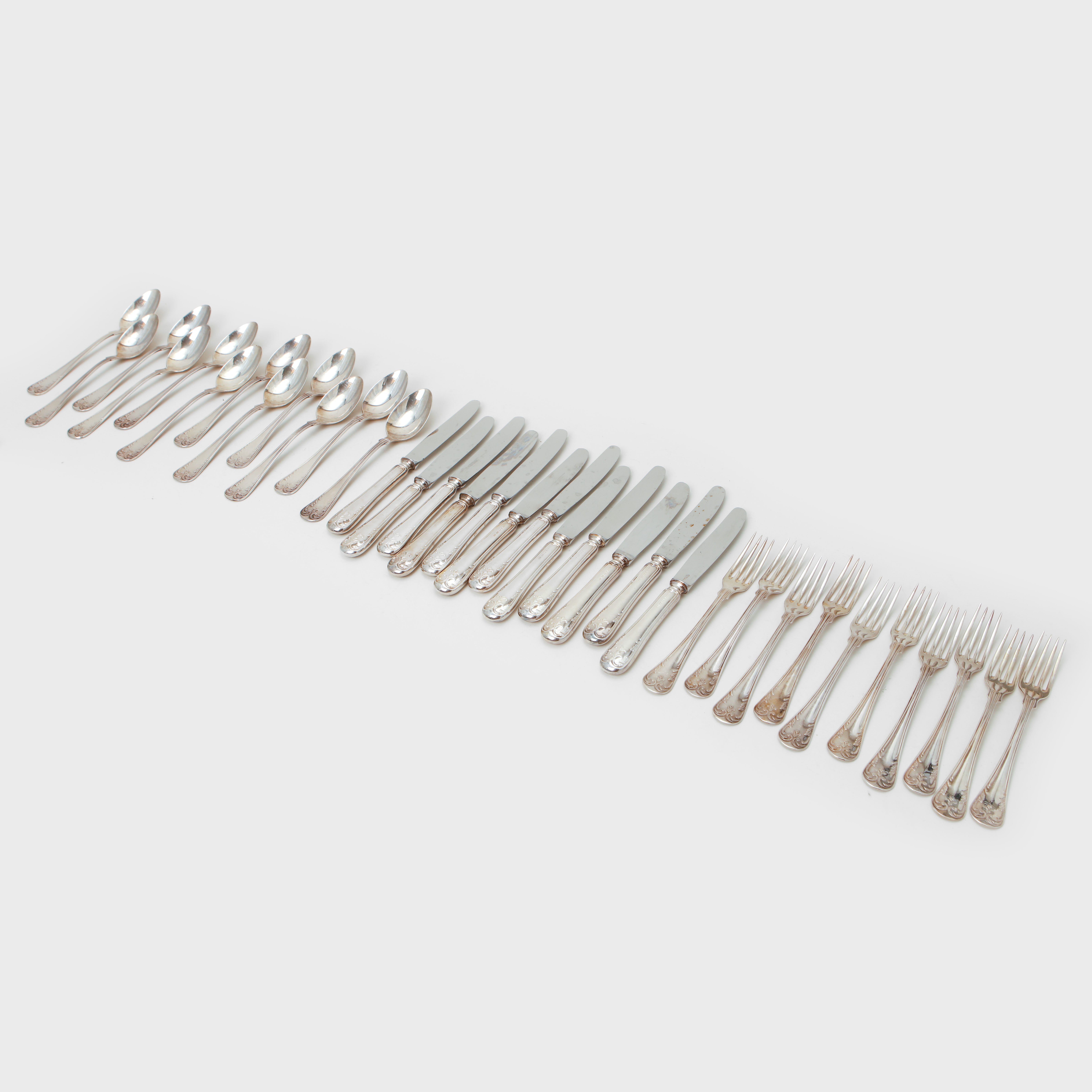 BESTICK, 34 delar, silver, MEMA, totalvikt ca 960 gram.