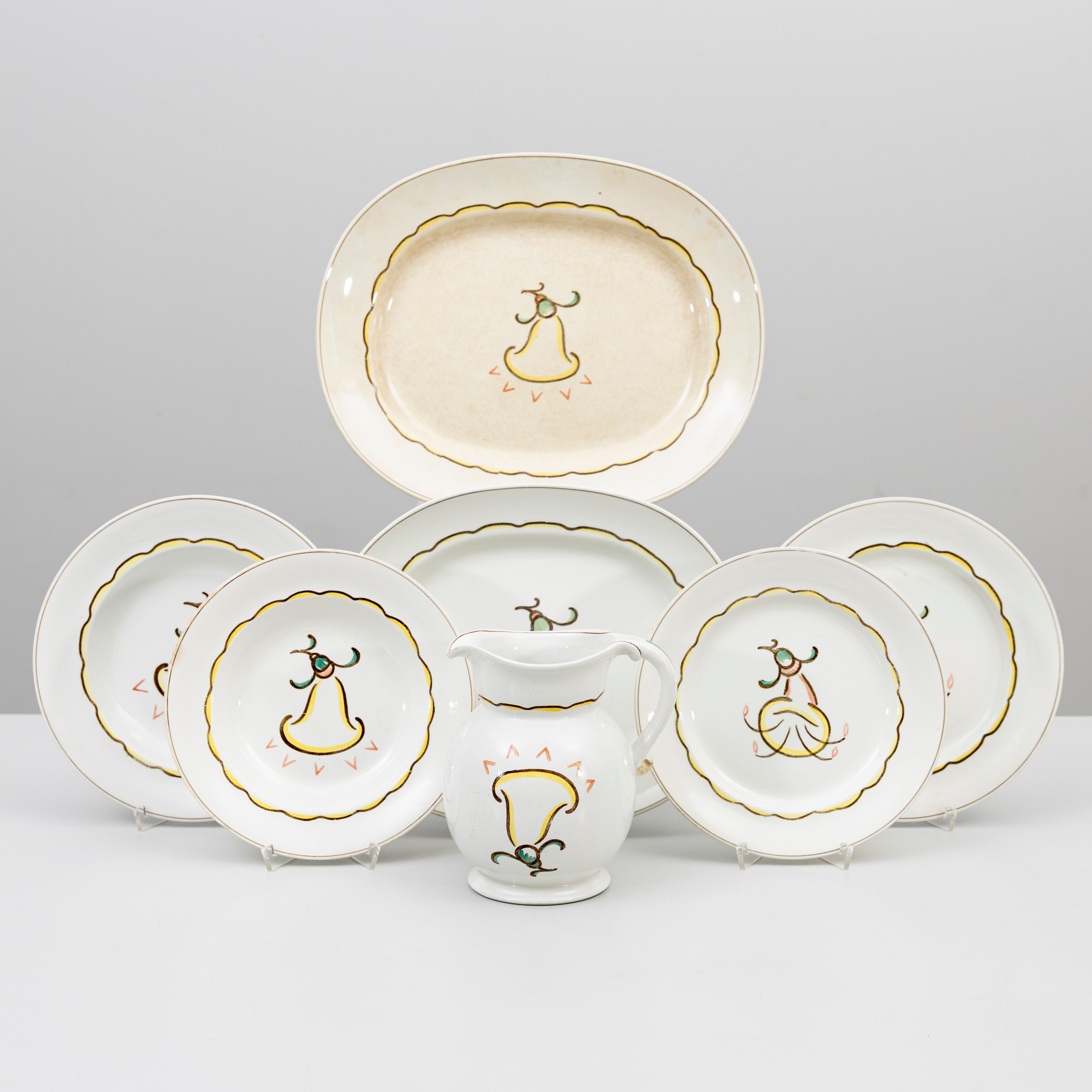 WILHELM KÅGE. Matservis, 23 delar, "Prior", flintgods, Gustavsberg.
