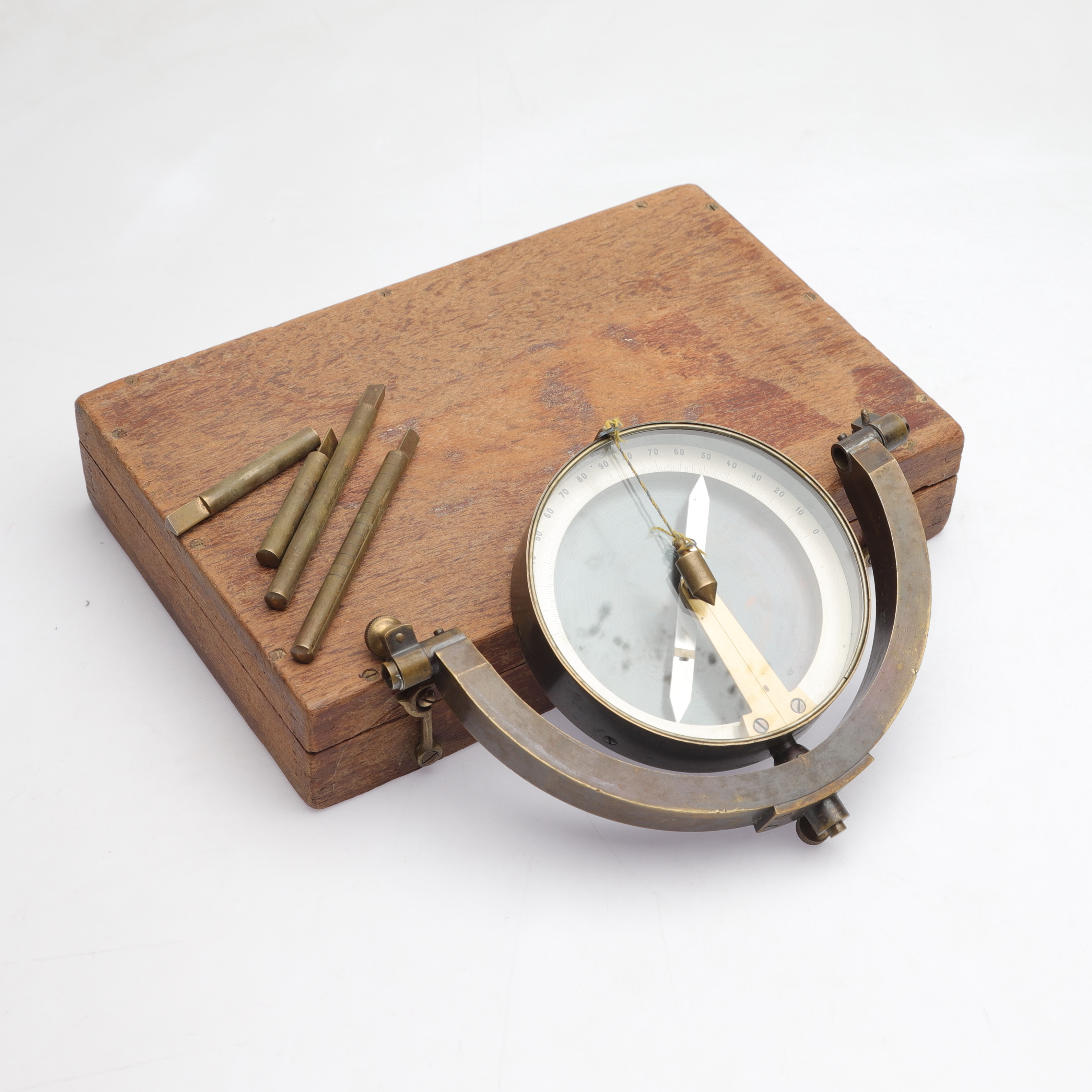 INKLINATIONSKOMPASS /DIP NEEDLE, mässing och glas, tidigt 1900-tal.