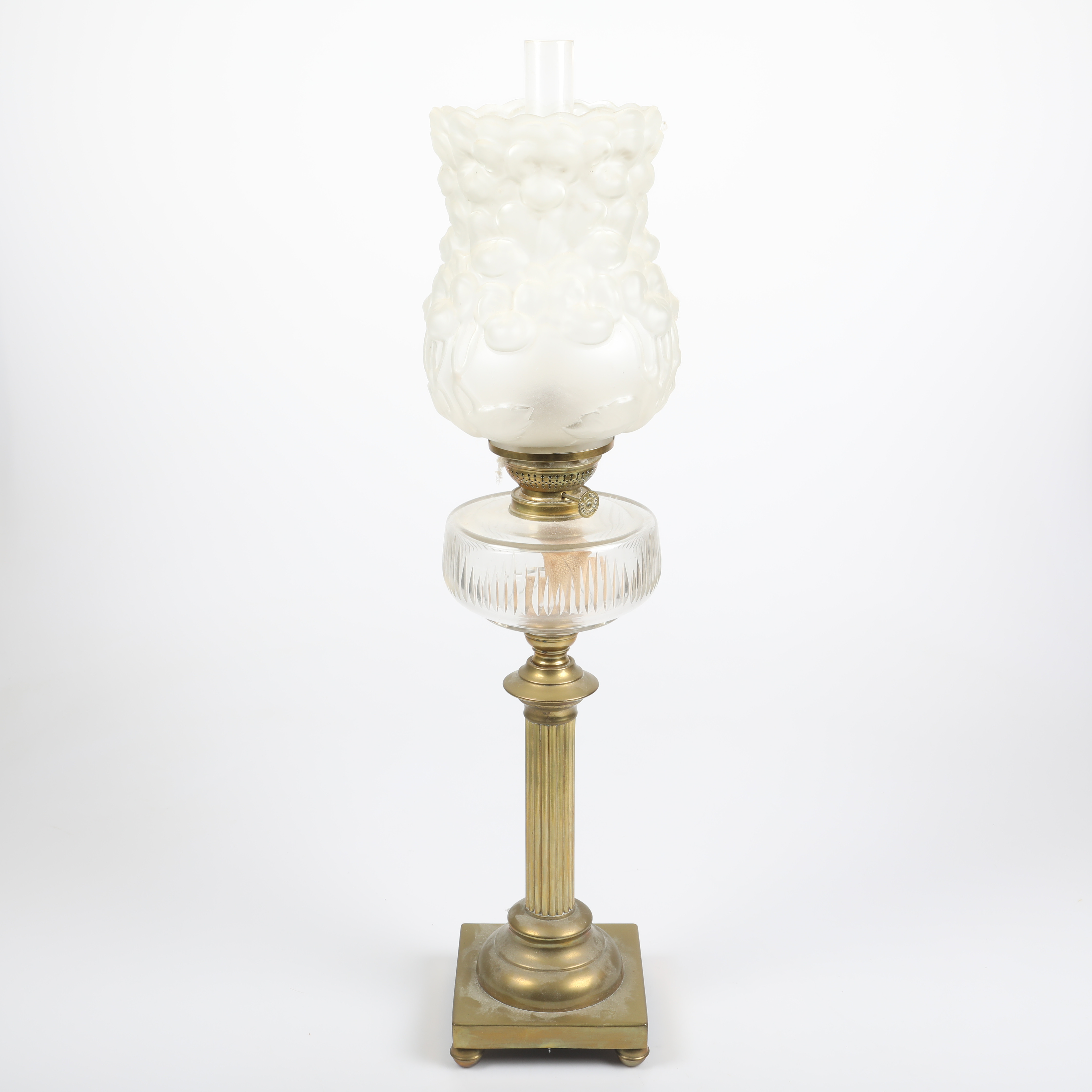 BORDSFOTOGENLAMPA, mässing/glas, 1900-tal.