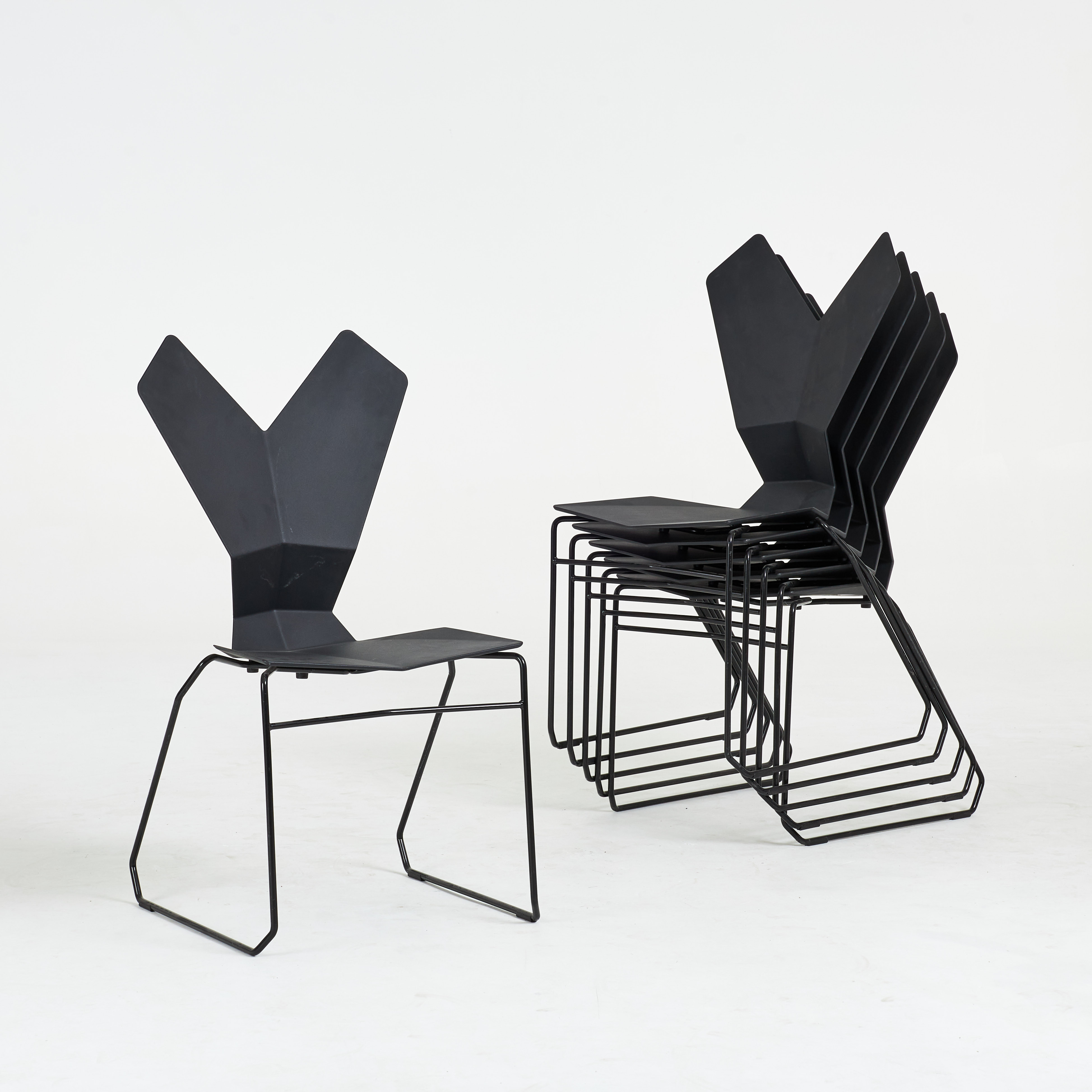 TOM DIXON. Stolar, 6 st., "Y Chair", metall/akrylplast.