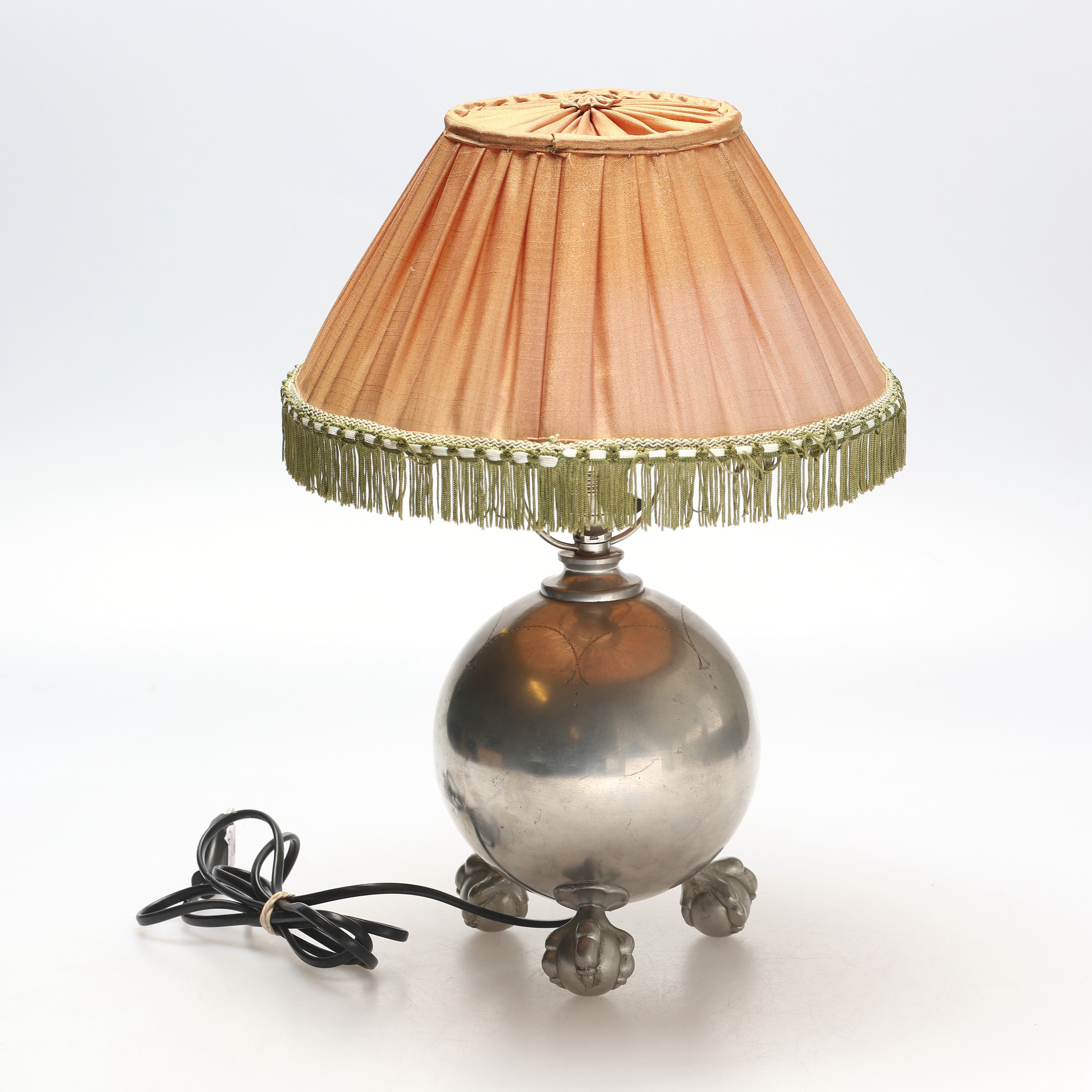 BORDSLAMPA, tenn, Art Déco, 1900-talets första hälft.