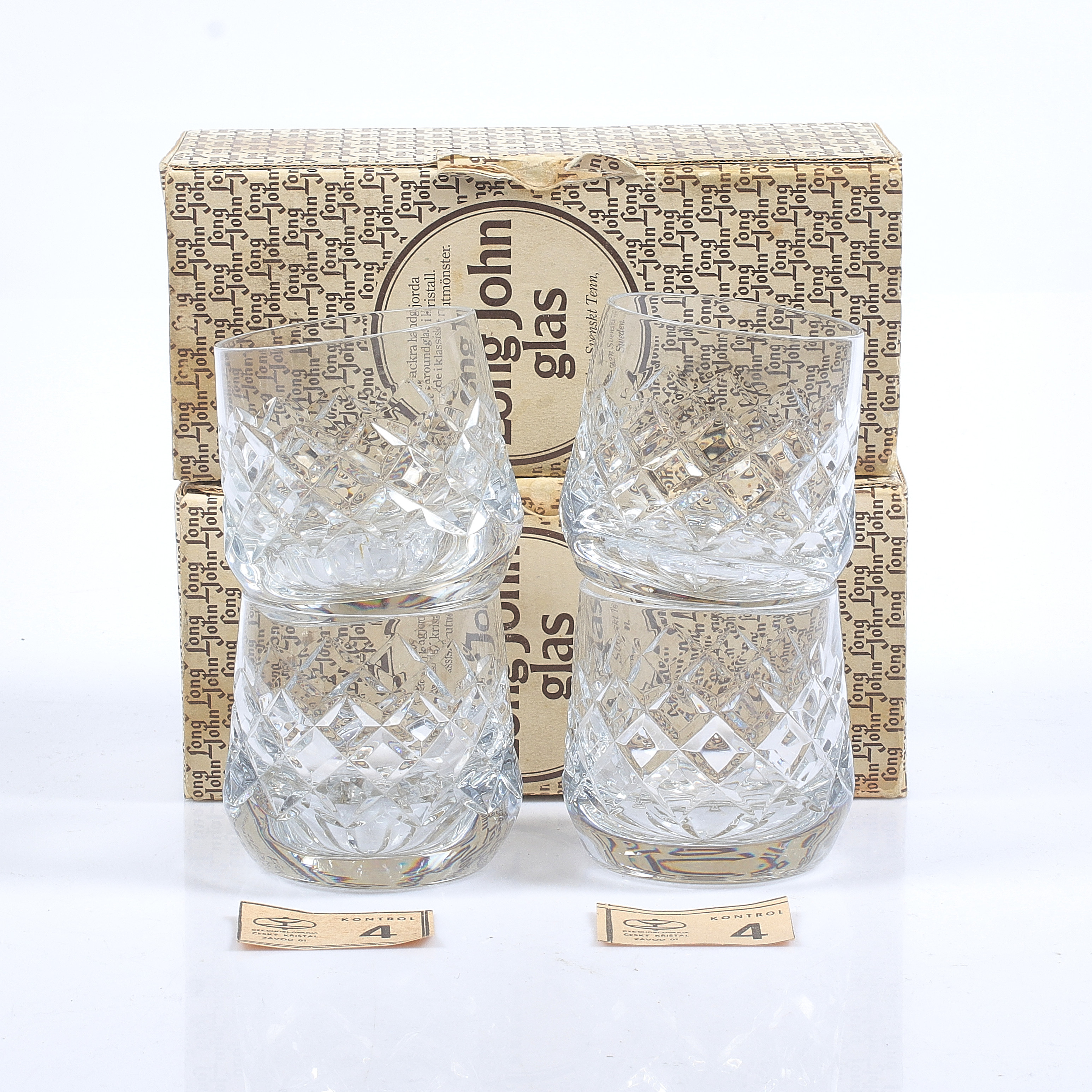 WHISKYGLAS, 4 st, glas, Long John, design Svenskt Tenn, 1900-tal.