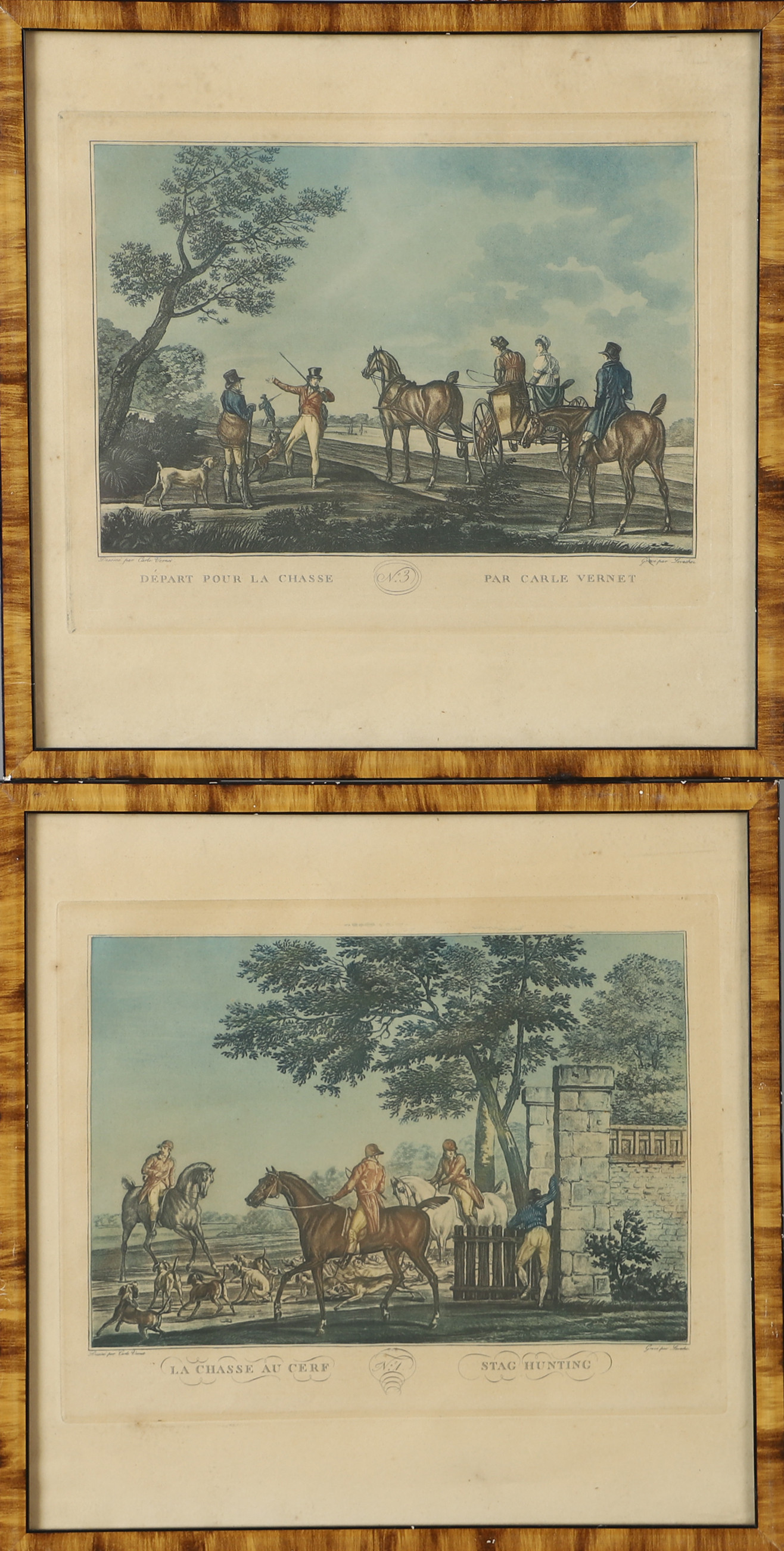 CARLE VERNET. EFTER. Motiv med hästar, 2 stycken etsningar.