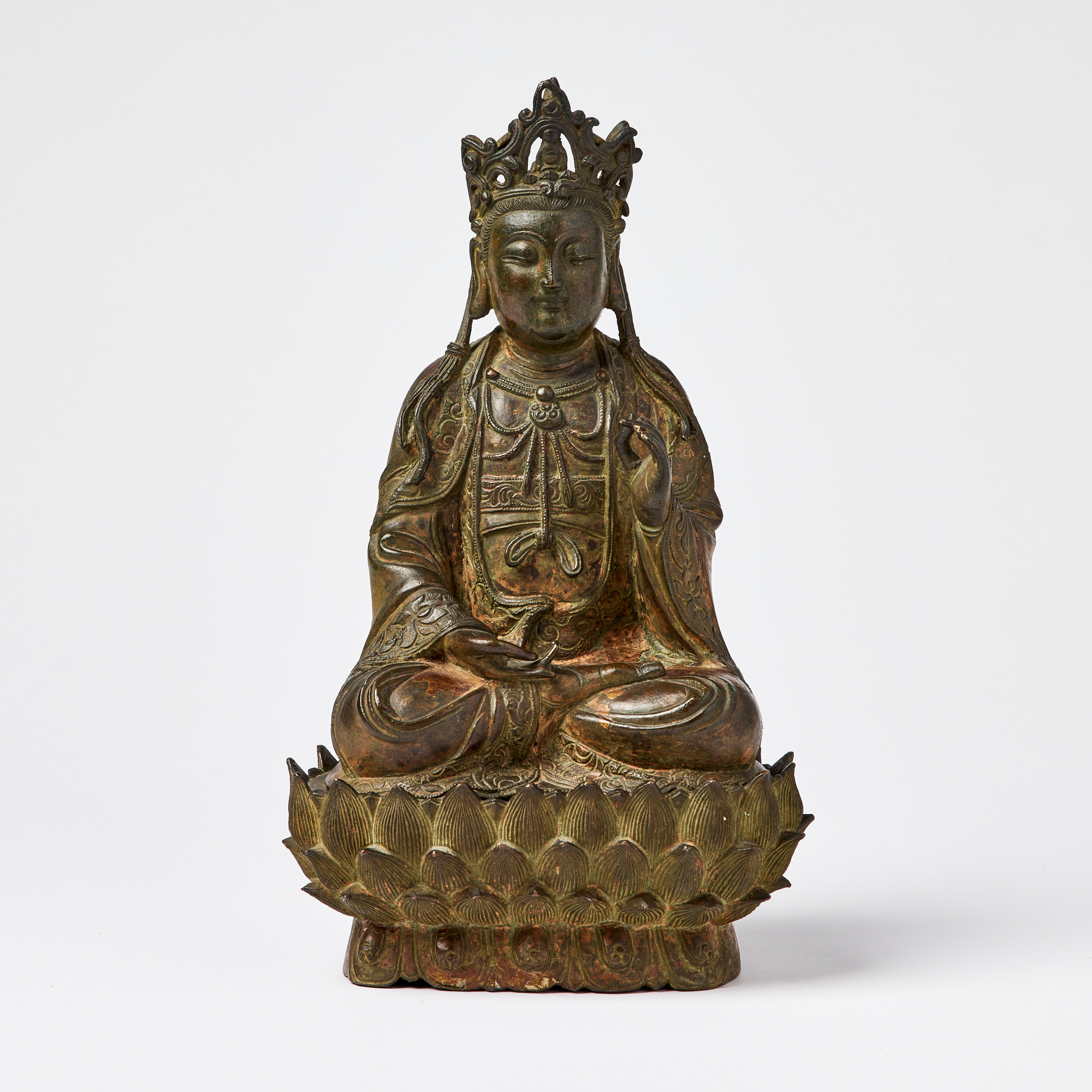 A Chinese Gilt Lacquered Bronze Guanyin.