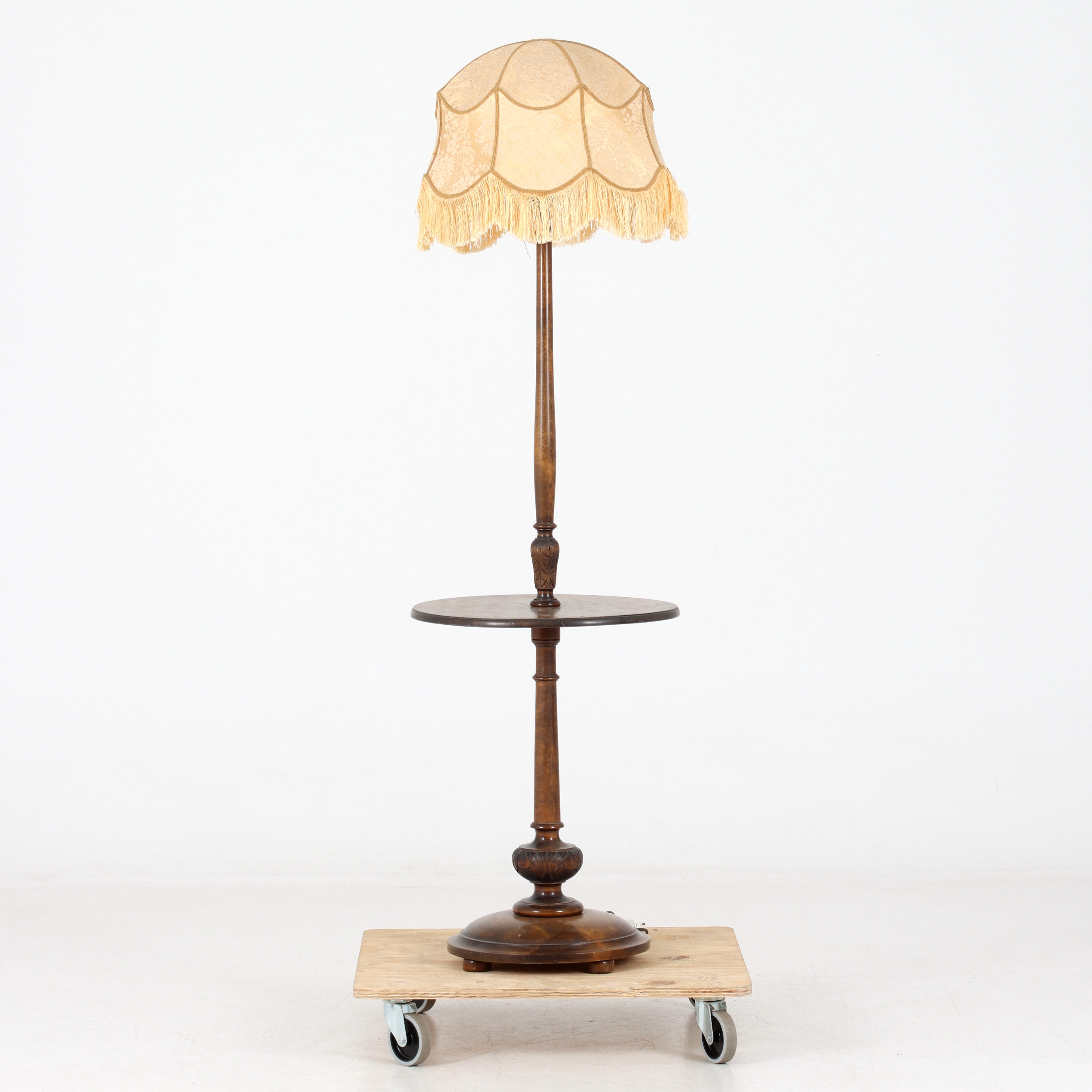 GOLVLAMPA med BORD, lövträ, 1940-tal.