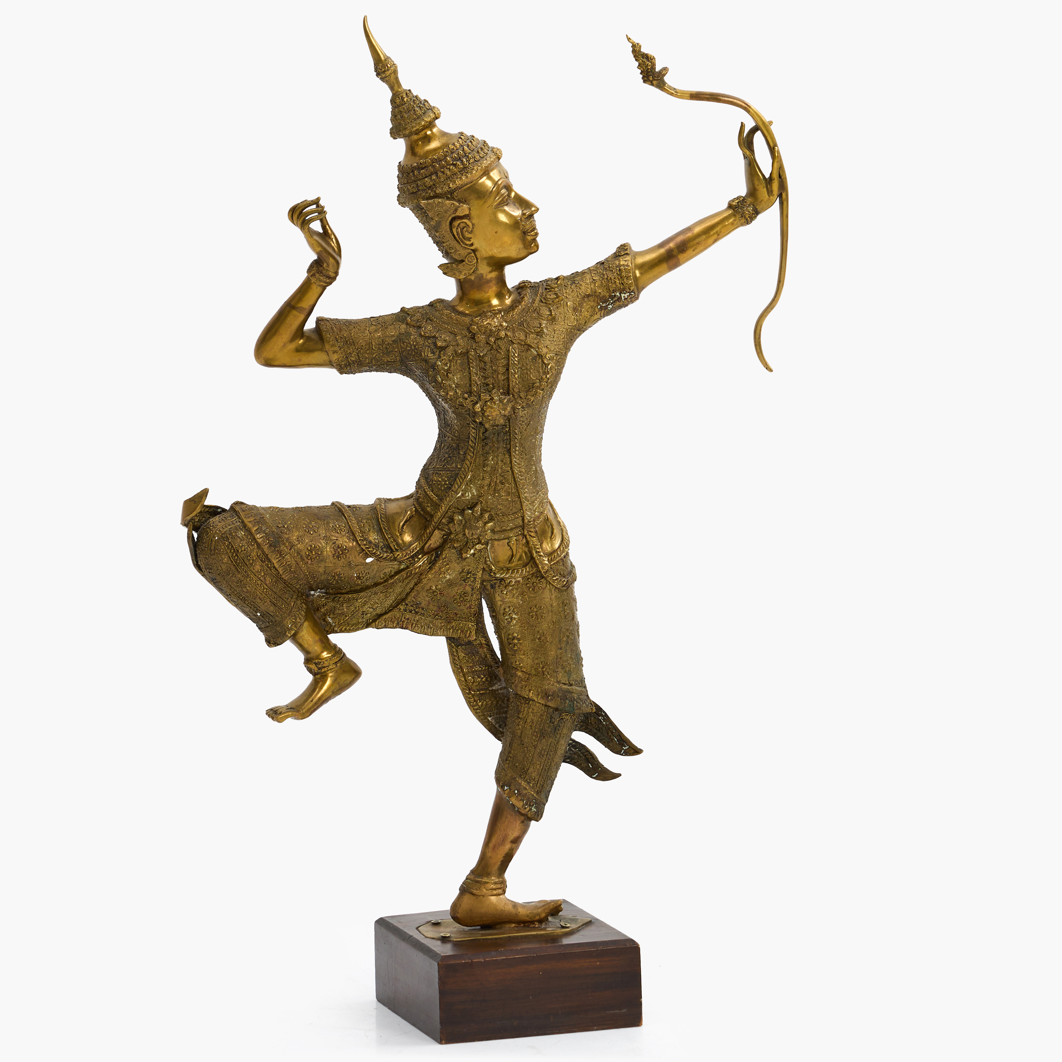 TEMPELSKULPTUR, Rama, på träsockel, Thailand, 1900-tal, brons.